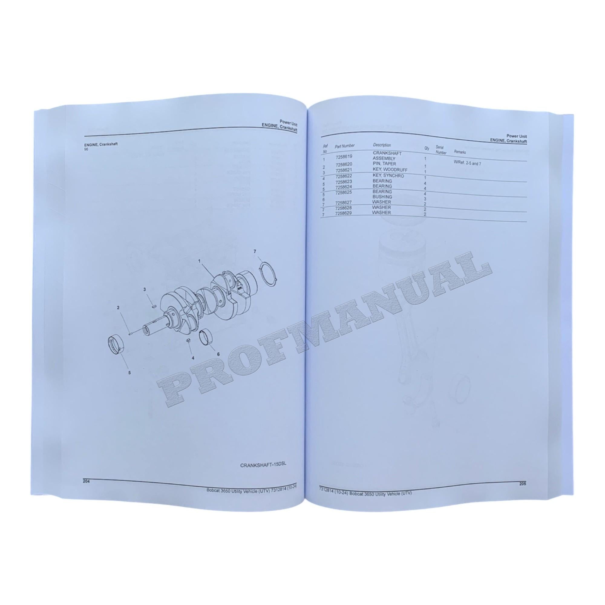 Bobcat 3650 Utility Vehicle Parts Catalog Manual B3C317001-