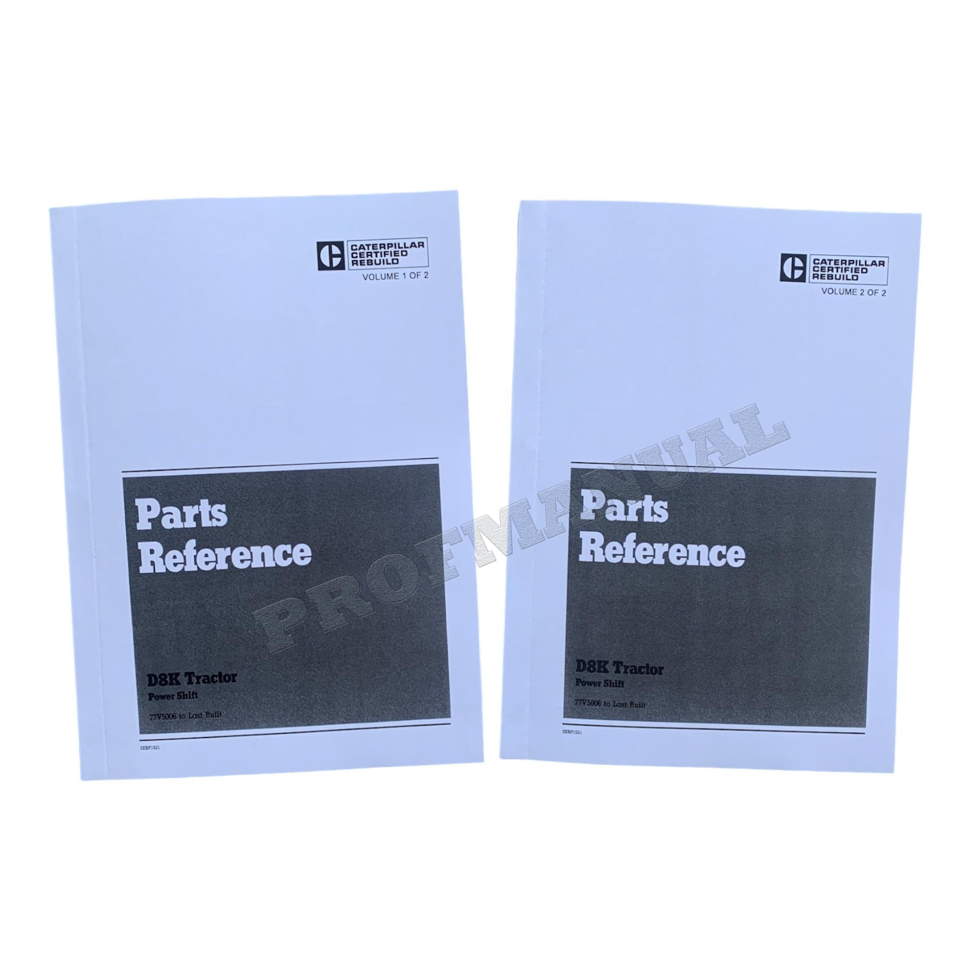 Caterpillar Cat D8K Tractor Certified Rebuild Parts Catalog Manual 77V5006-Up