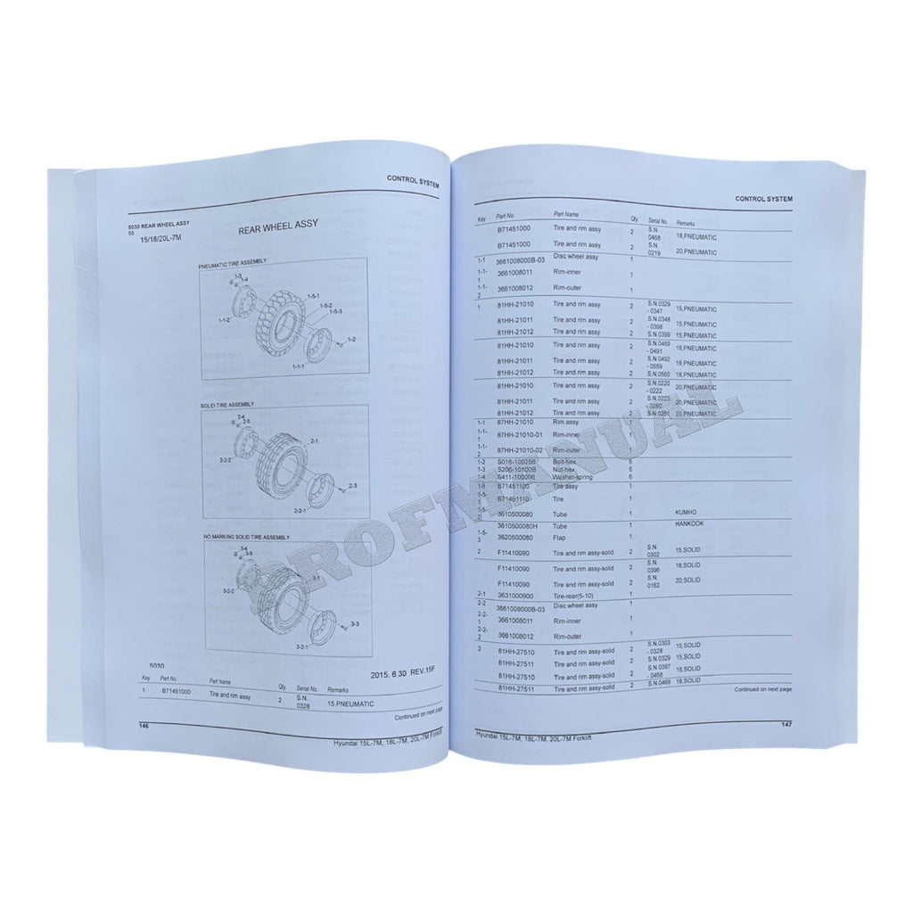 Hyundai 15L-7M 18L-7M 20L-7M Forklift Gas Parts Catalog Manual