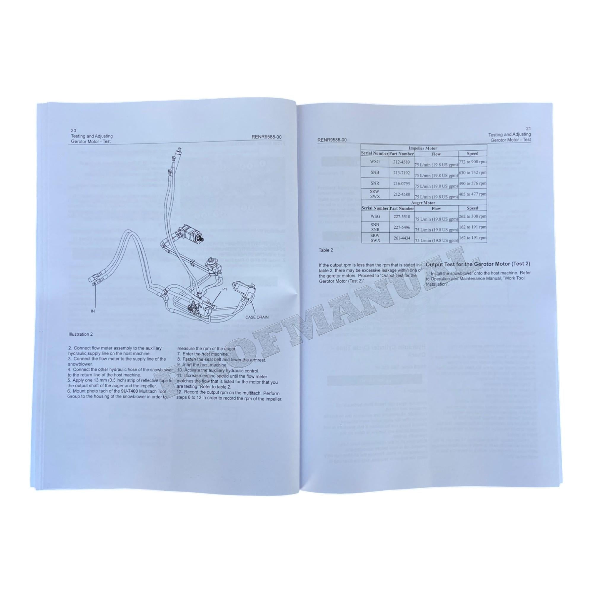 Caterpillar SR117 SR118 SR121 SR318 SR321 Snowblower Full Service Manual *Send ser number