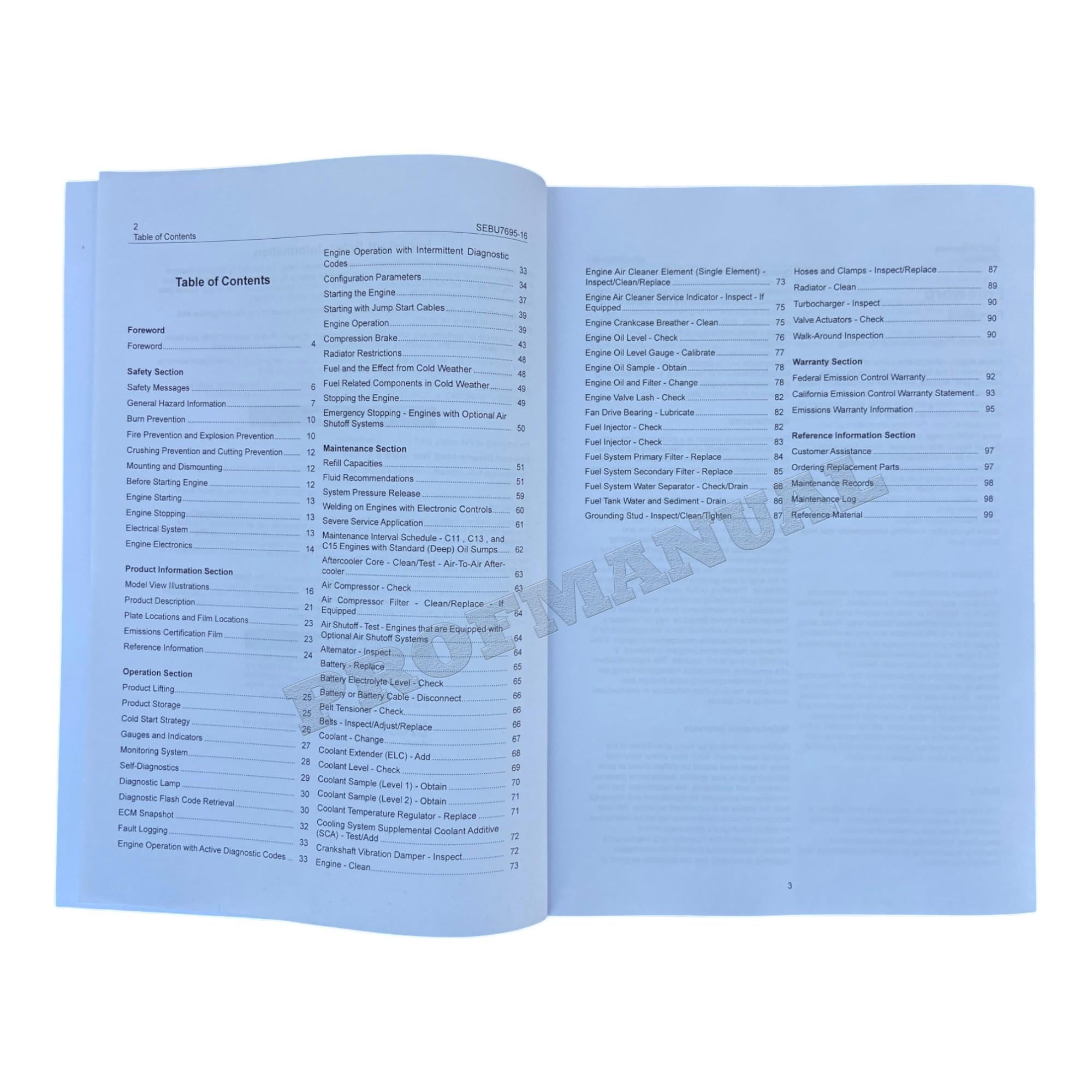 Caterpillar C11 C13 C15 On-highway Engine Operators Maintenance Manual *Send serial number