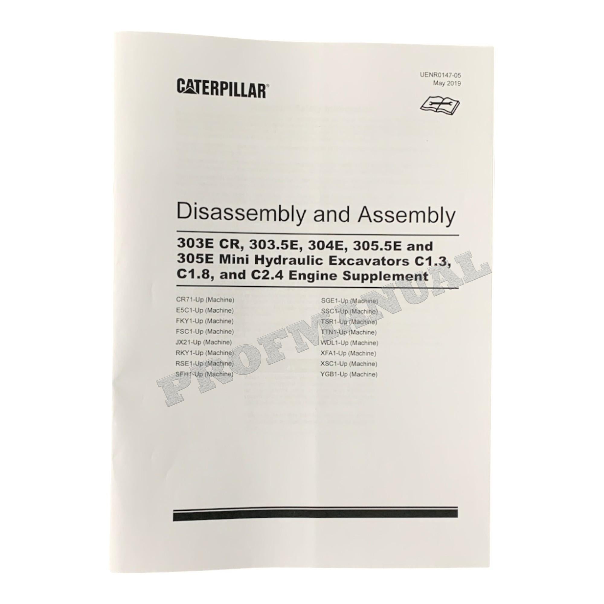Caterpillar 305E Excavator C1.3 C1.8 C2.4 Engine Suppl Service Manual DisasAssem