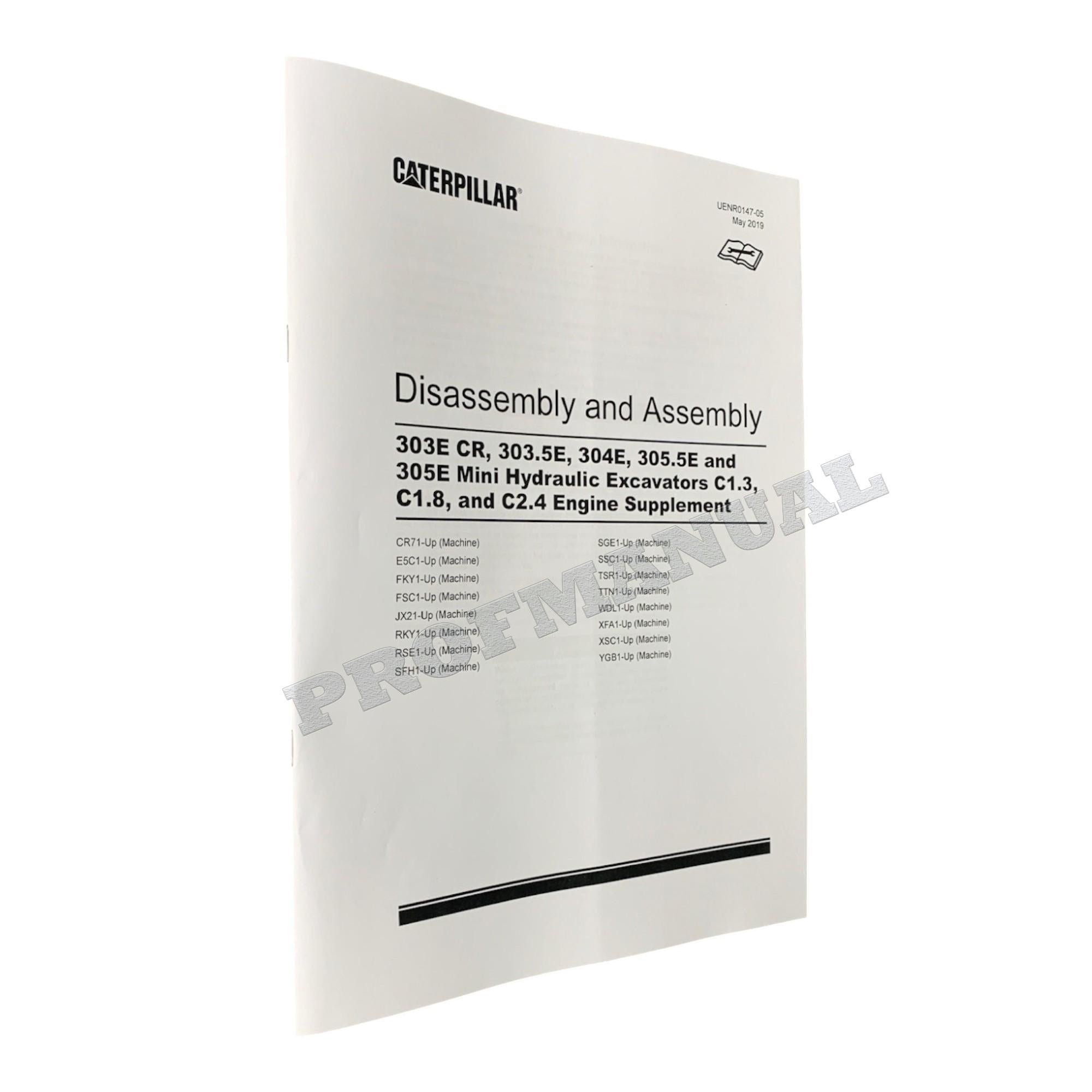 Caterpillar 305E Excavator C1.3 C1.8 C2.4 Engine Suppl Service Manual DisasAssem