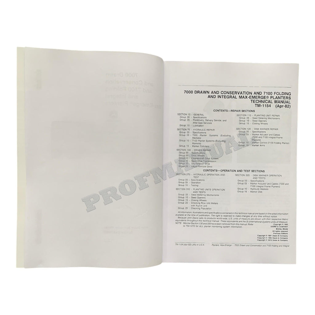 MANUAL TÉCNICO DE REPARACIÓN Y SERVICIO DE LA SEMBRADORA JONH DEERE 7000 7100 TM1154