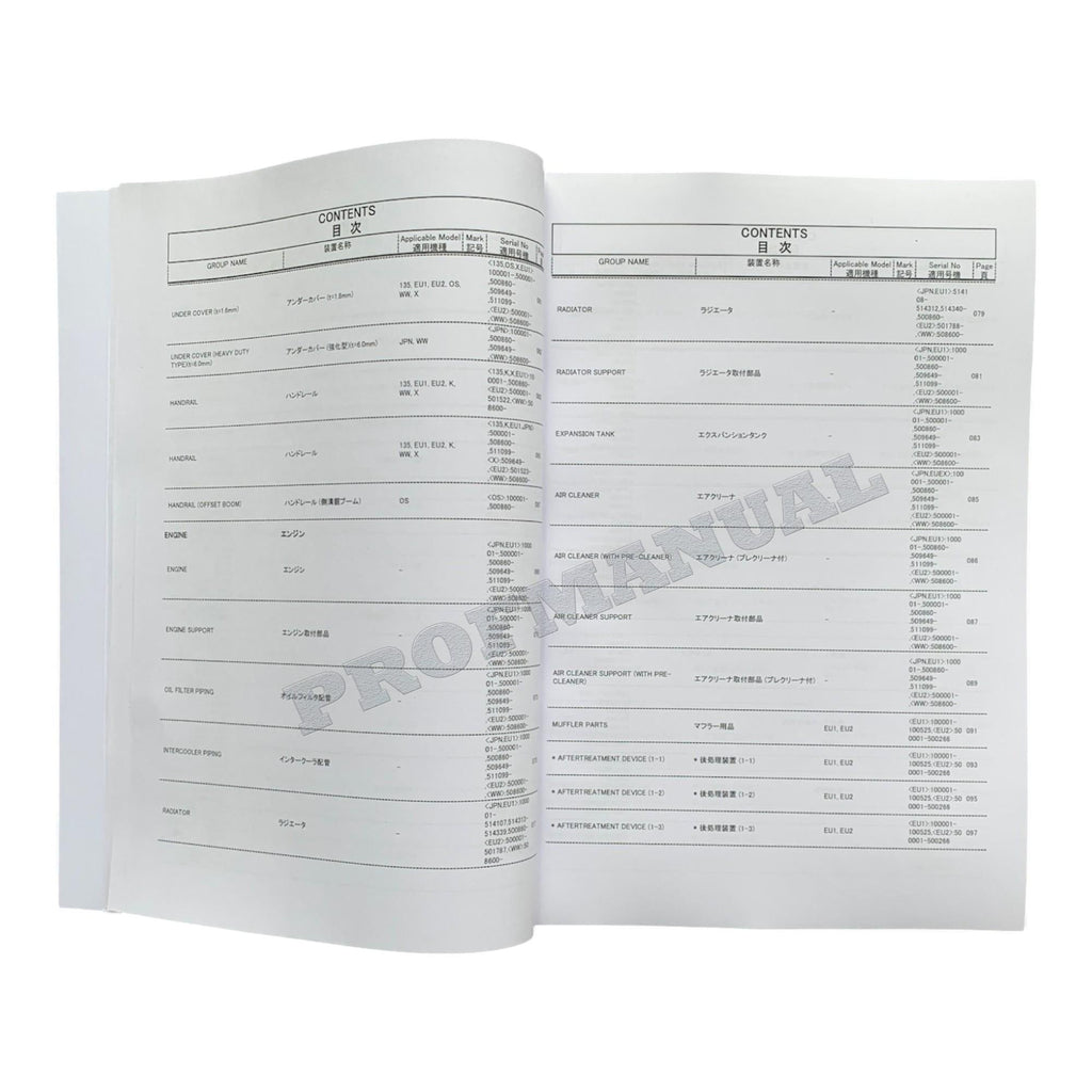 HITACHI ZAXIS ZX135US-6 ZX135USK-6 ZX135USX-6 Excavator Parts Catalog Manual