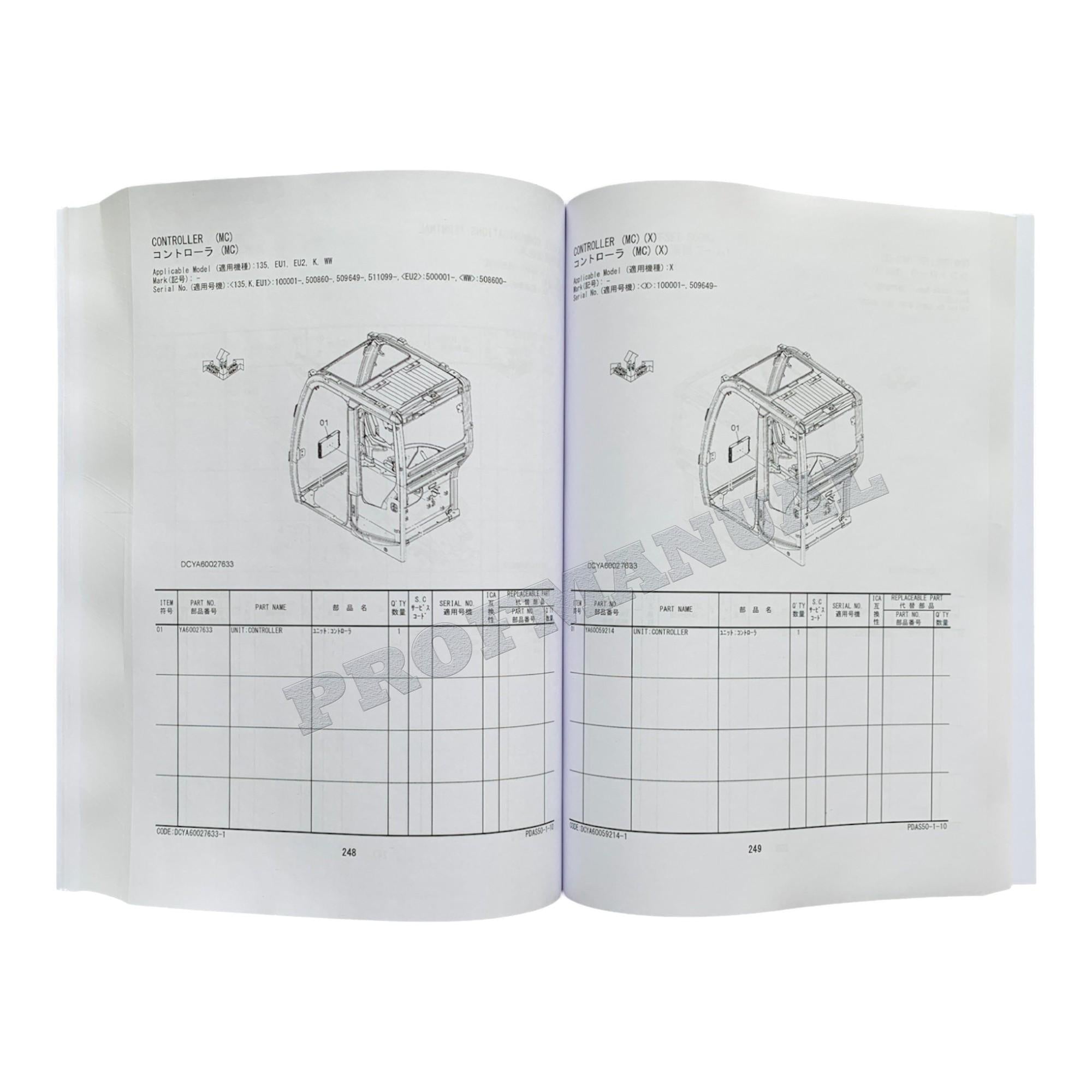 HITACHI ZAXIS ZX135US-6 ZX135USK-6 ZX135USX-6 Excavator Parts Catalog Manual
