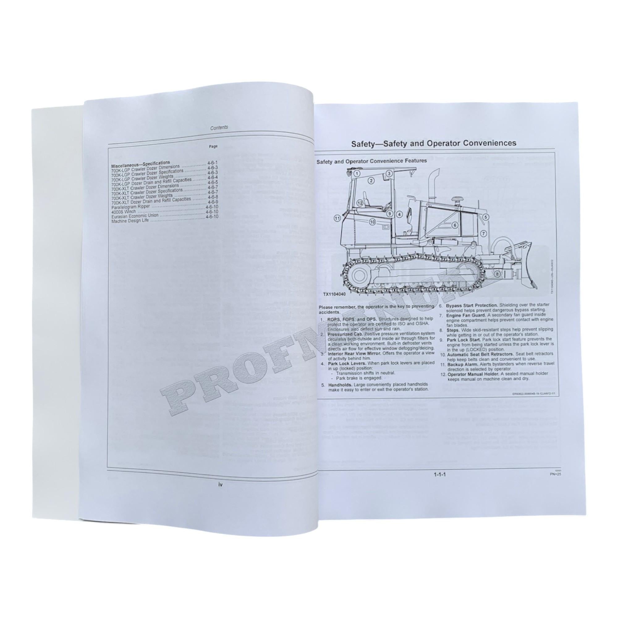 Manual del operador de la topadora sobre cadenas Jonh Deere 700K SN E217278-275435 