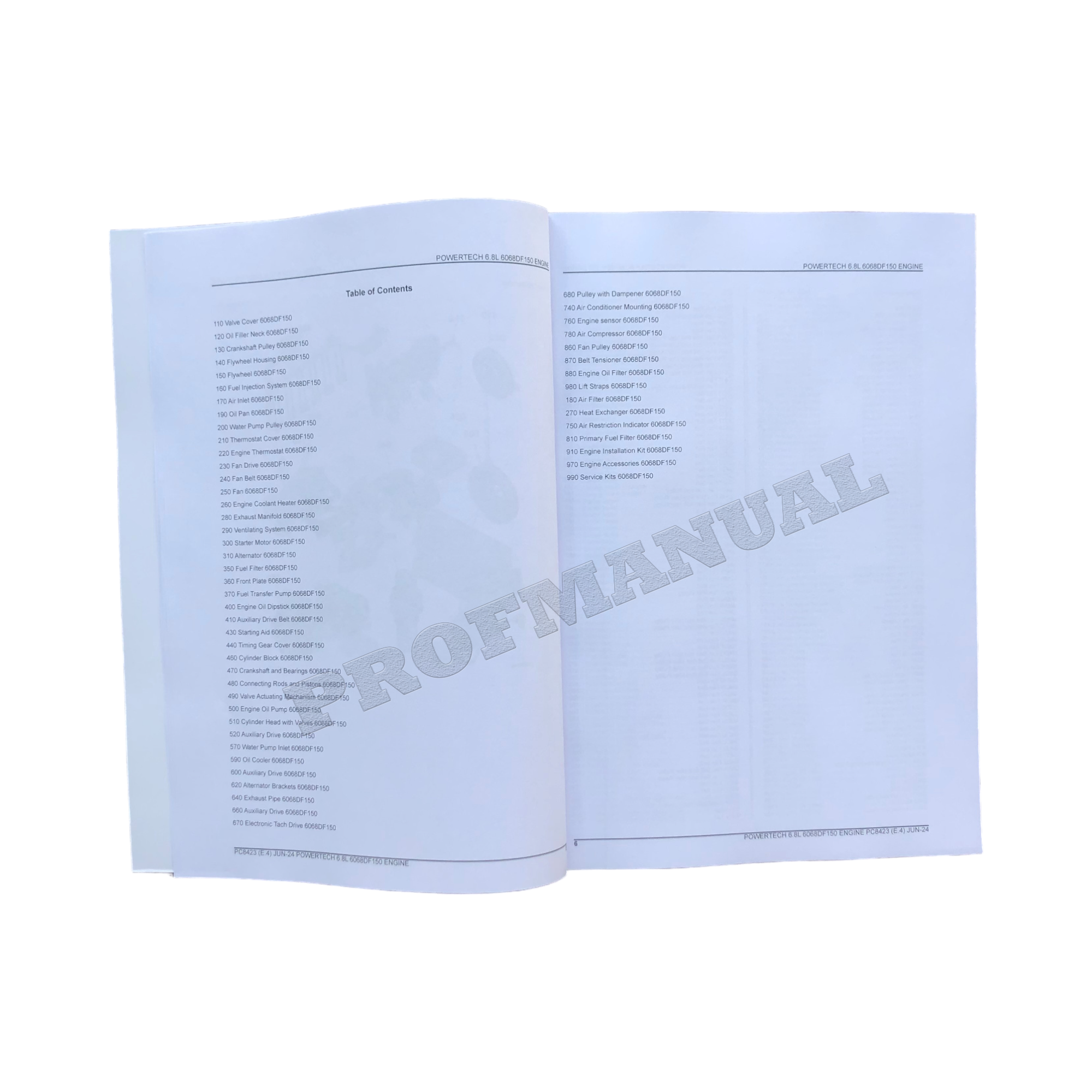 John Deere PowerTech 6.8L 6068DF150 Engine Parts Catalog Manual