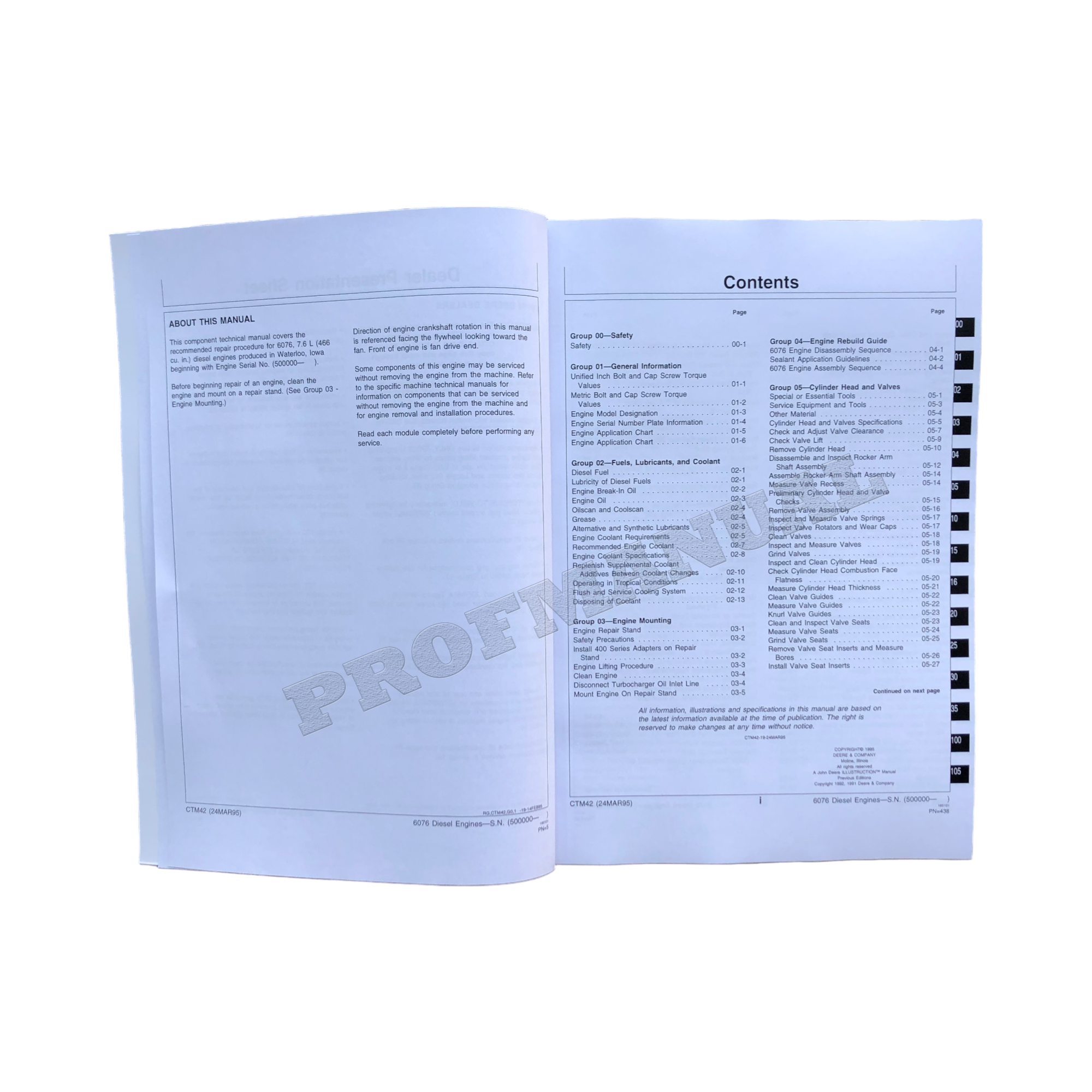 John Deere 7.6L 6076 Engine REPAIR SERVICE TECHNICAL MANUAL CTM42