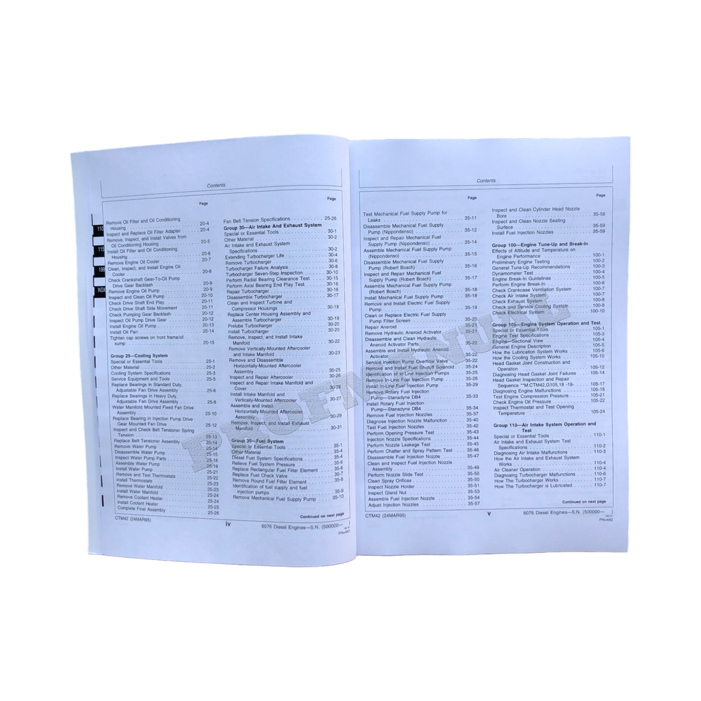 John Deere 7.6L 6076 Engine REPAIR SERVICE TECHNICAL MANUAL CTM42