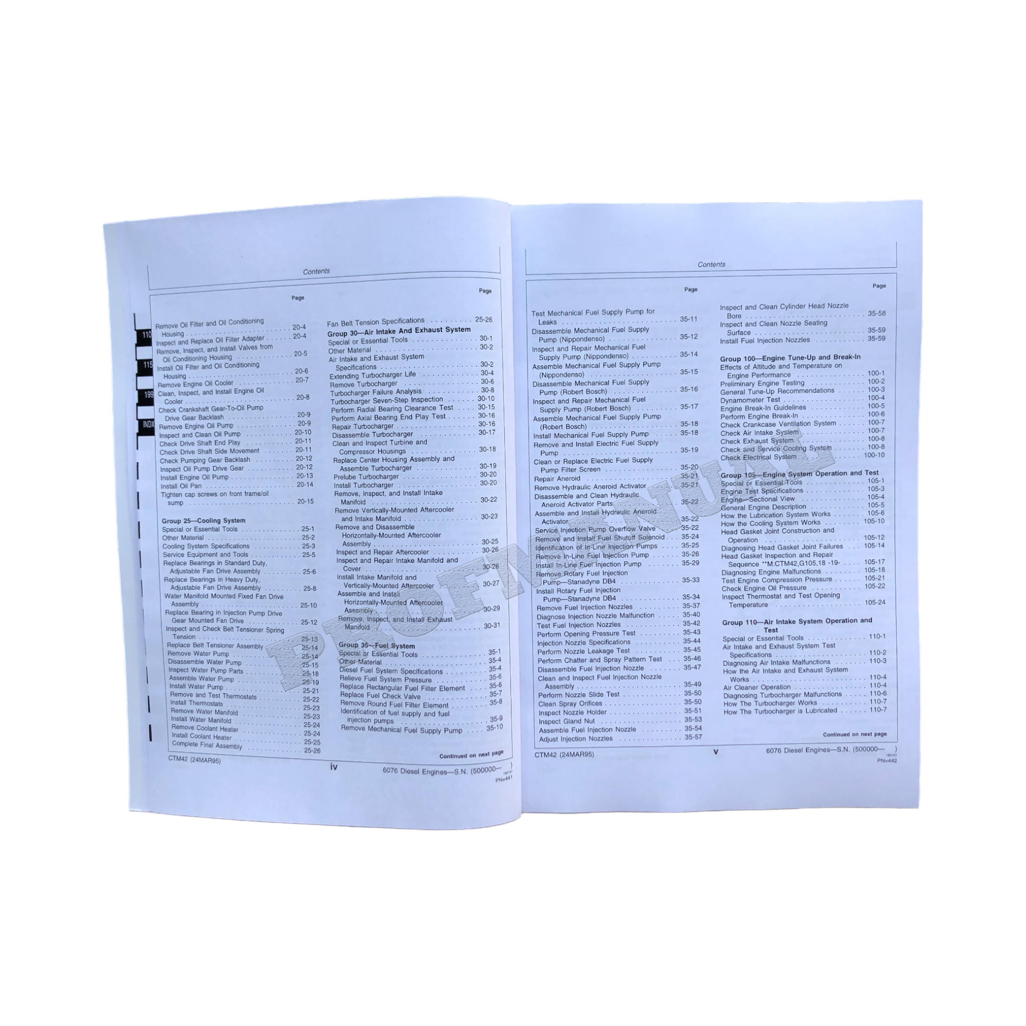 John Deere 7.6L 6076 Engine REPAIR SERVICE TECHNICAL MANUAL CTM42
