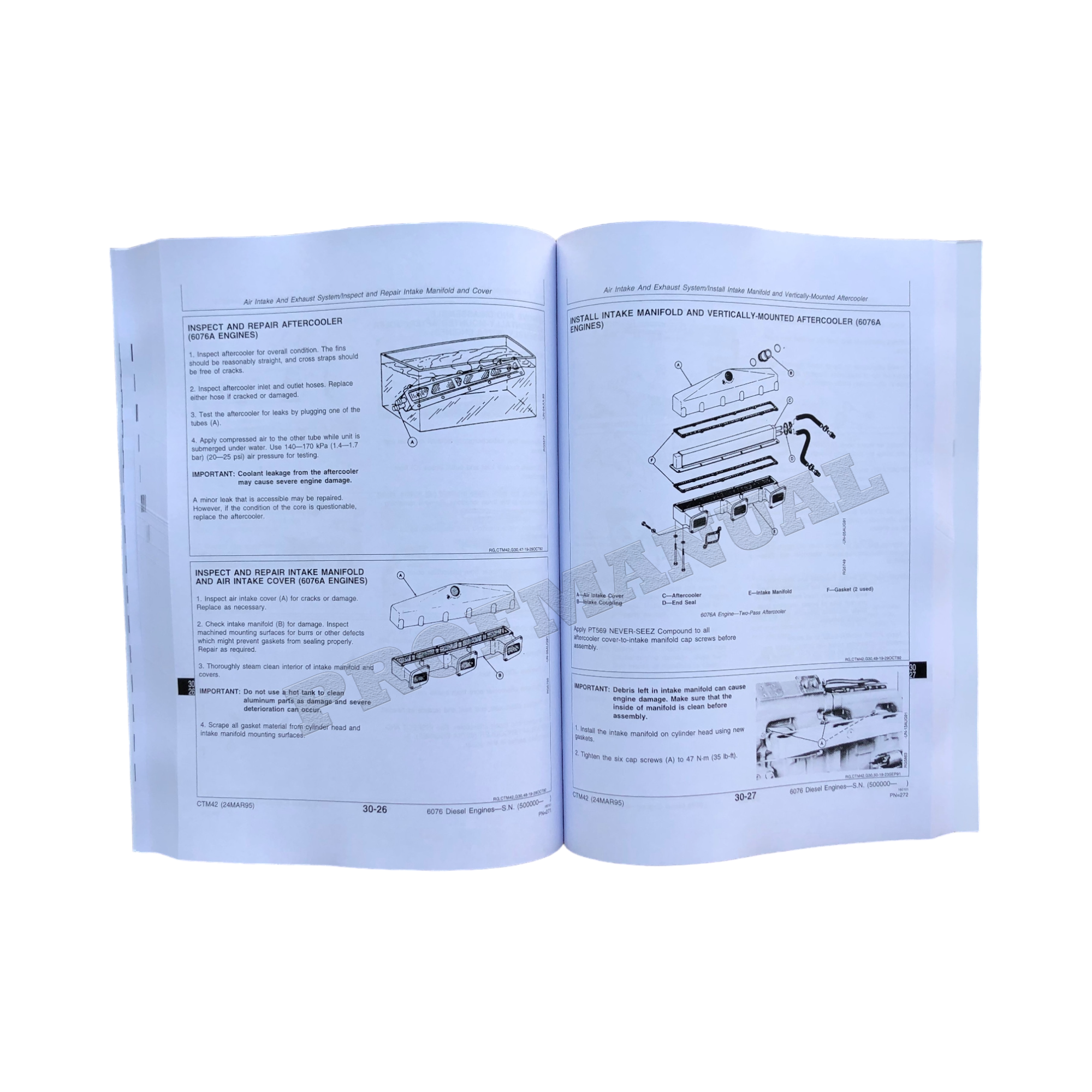 John Deere 7.6L 6076 Engine REPAIR SERVICE TECHNICAL MANUAL CTM42