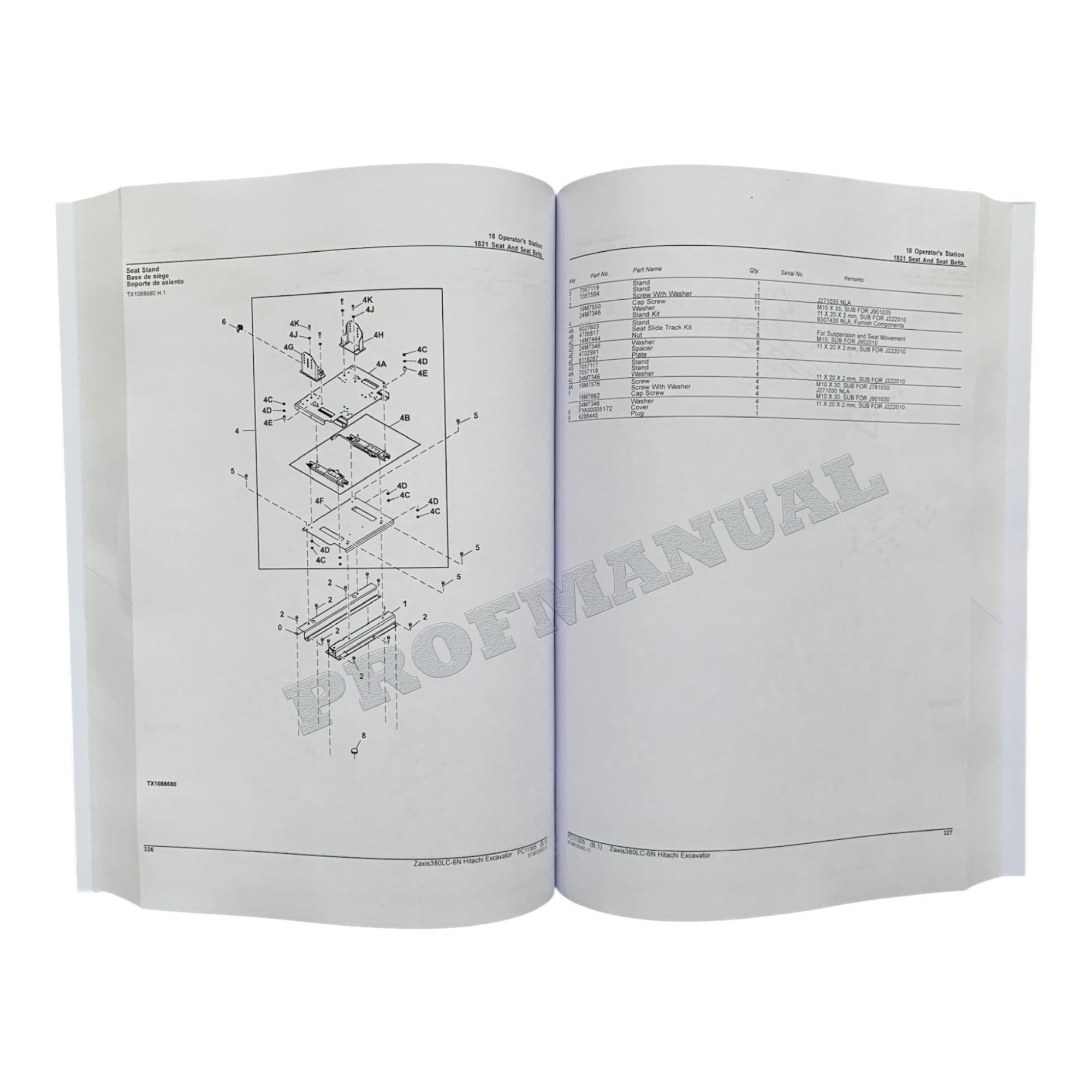 Hitachi ZAXIS 380LC-6N excavator parts catalog manual +!BONUS!