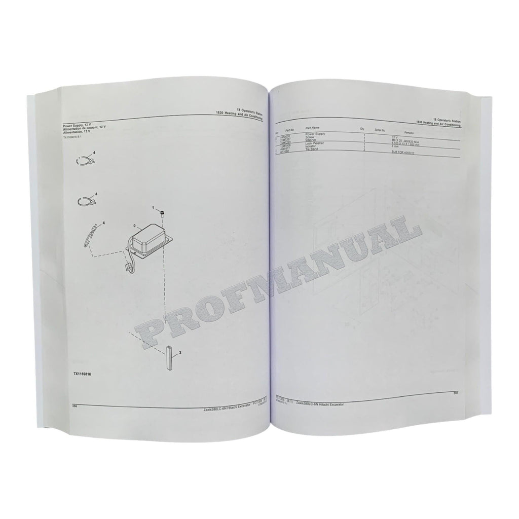 Hitachi ZAXIS 380LC-6N excavator parts catalog manual +!BONUS!