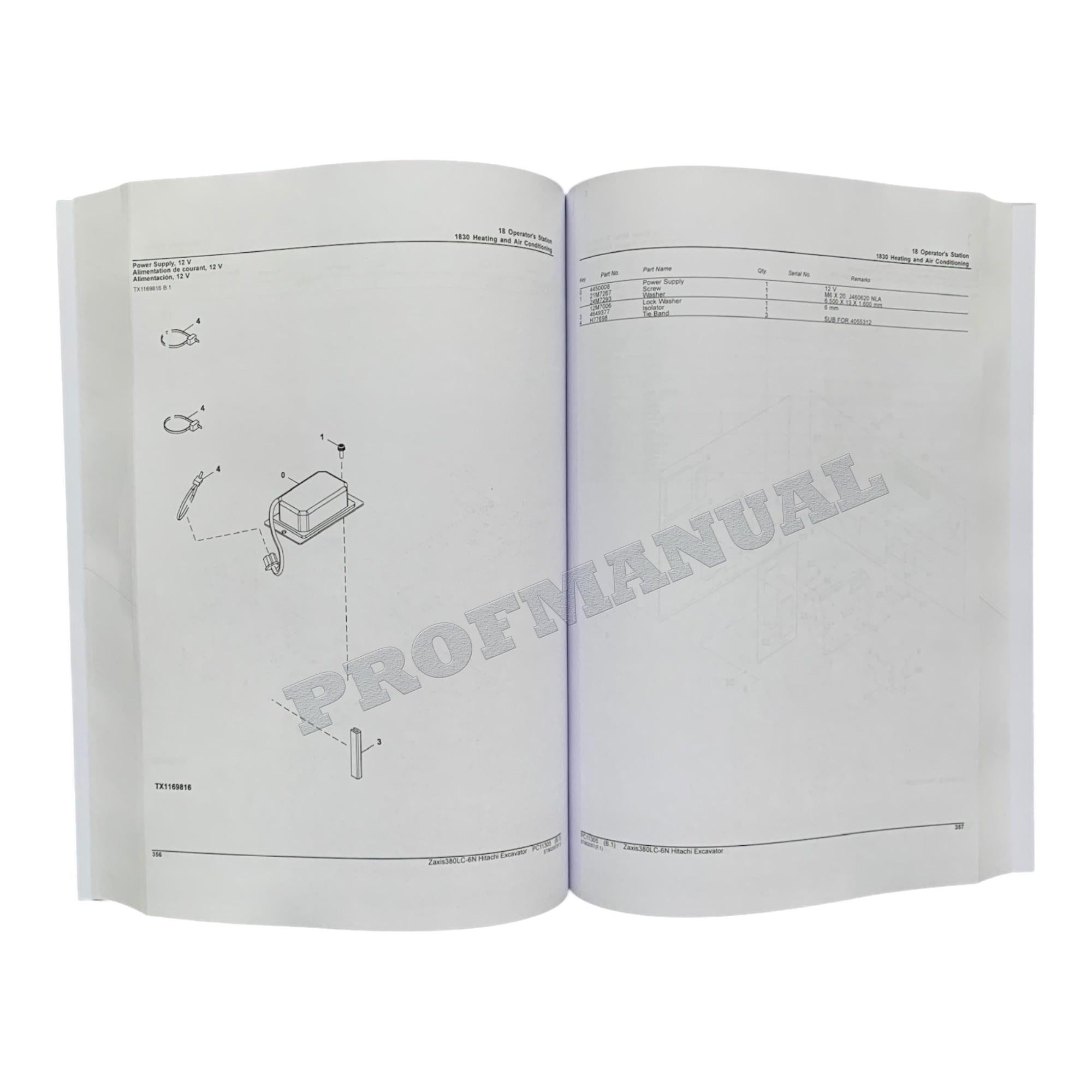 Hitachi ZAXIS 380LC-6N excavator parts catalog manual +!BONUS!