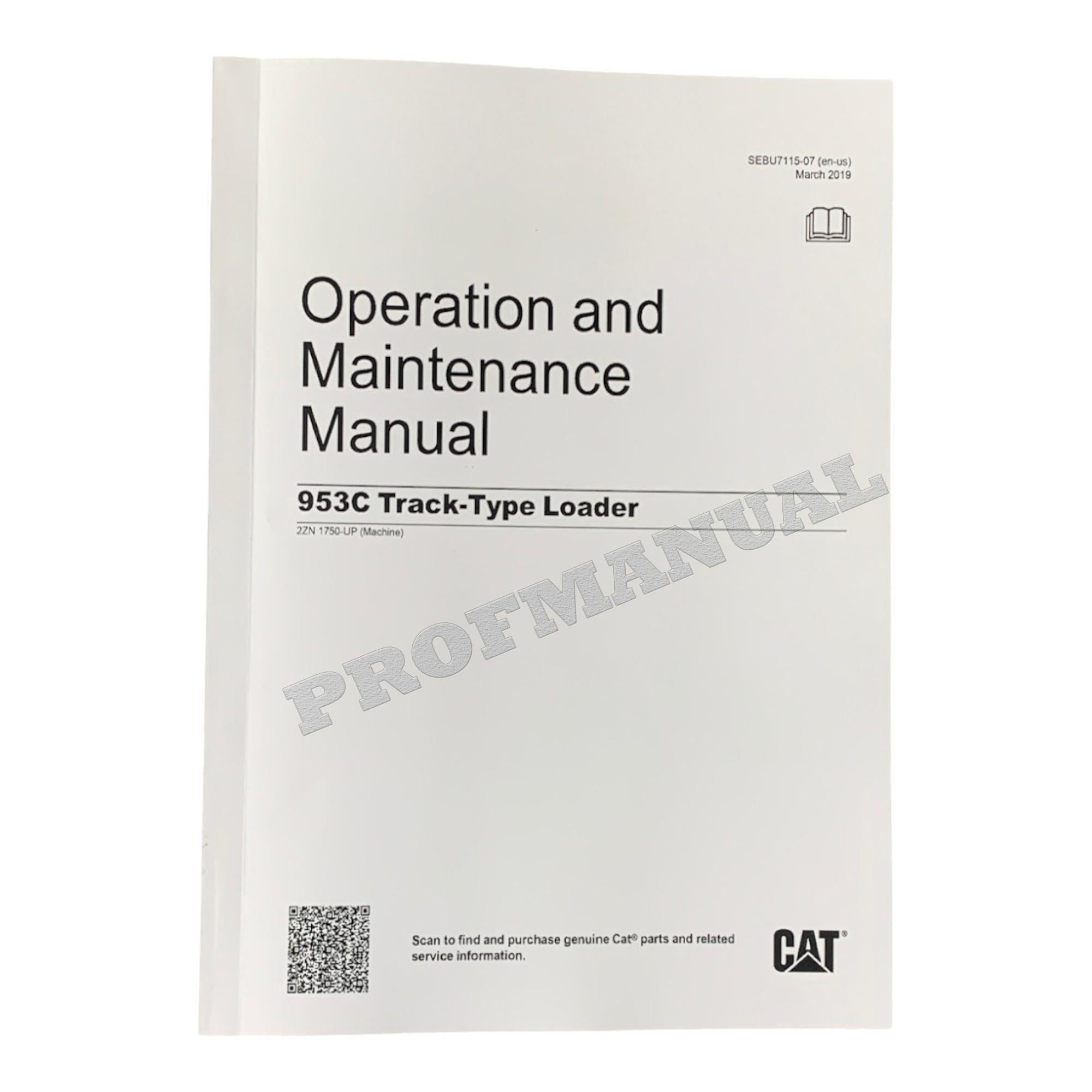 Manual de mantenimiento del operador del cargador de cadenas Caterpillar 953C 2ZN1750-Up