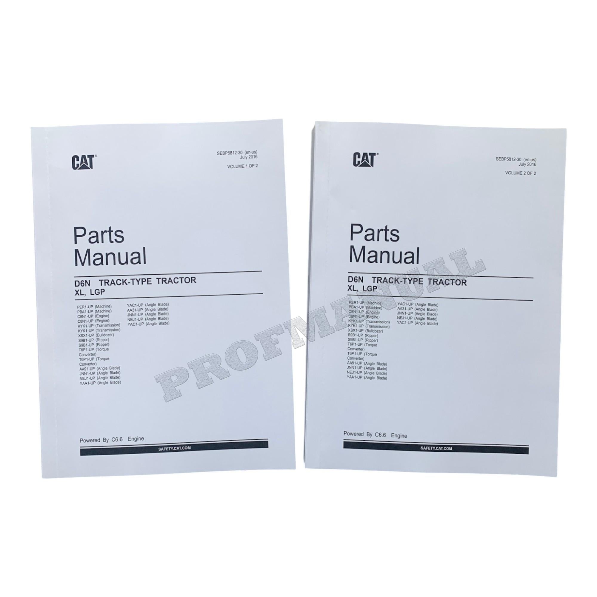 Caterpillar Cat D6N Track Type Tractor XL LGP Parts Catalog Manual SEBP5812