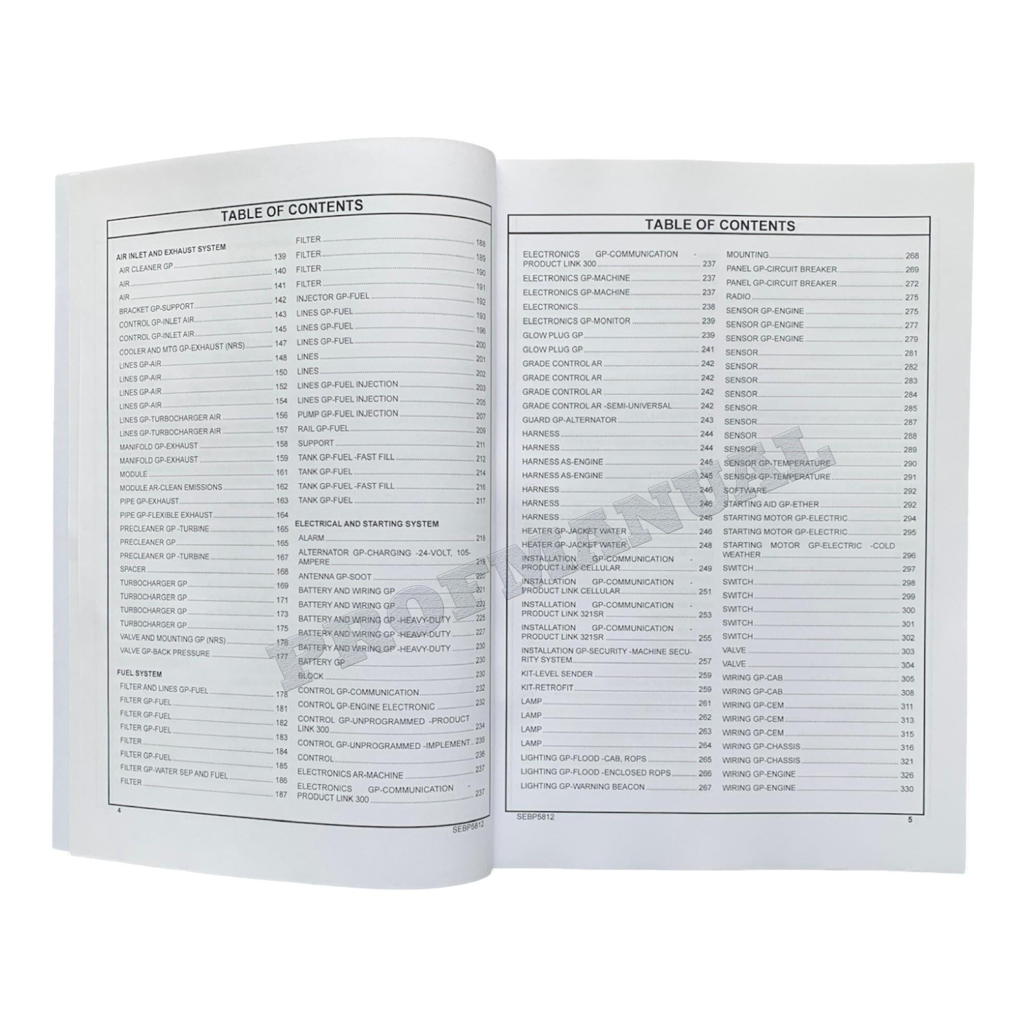 Caterpillar Cat D6N Track Type Tractor XL LGP Parts Catalog Manual SEBP5812