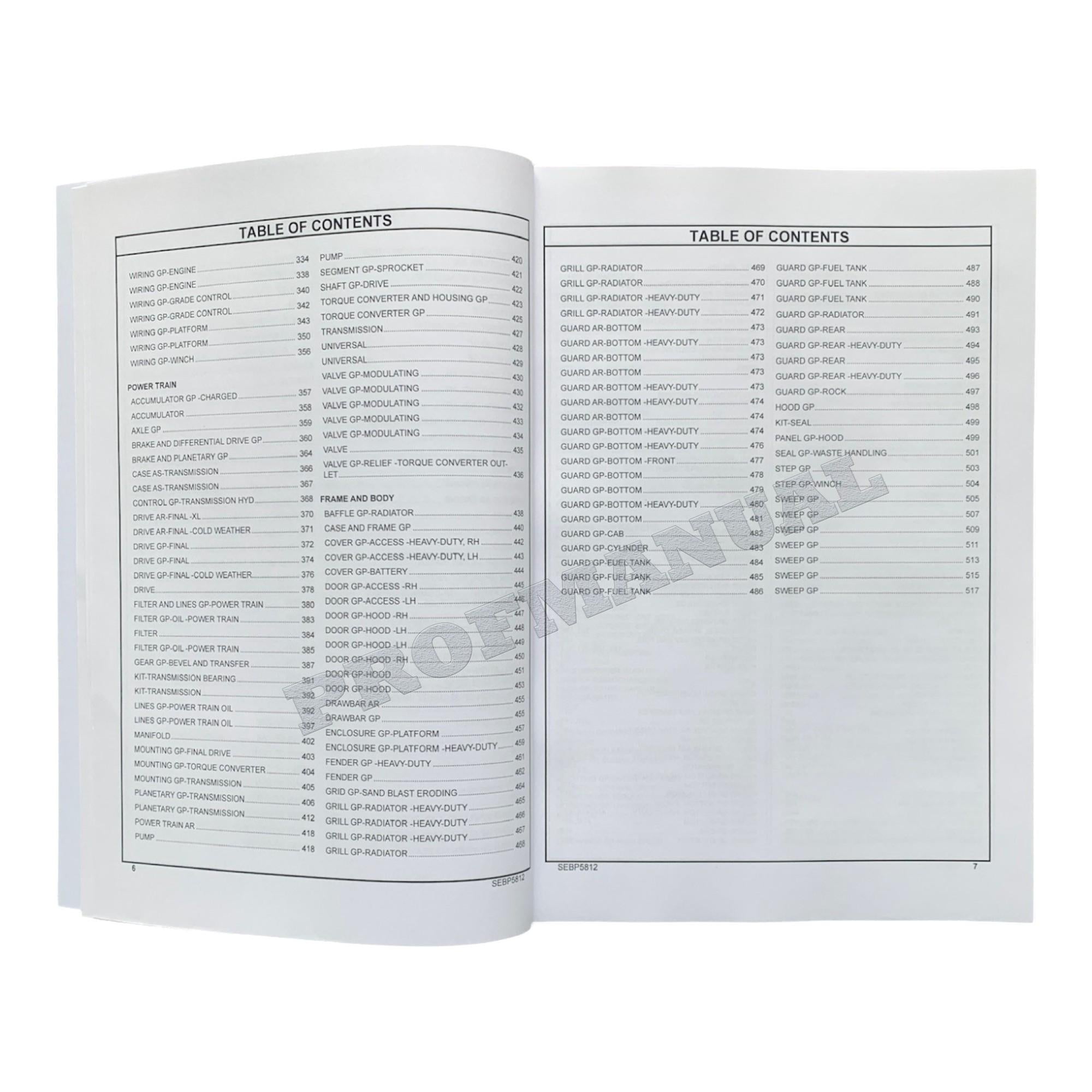 Caterpillar Cat D6N Track Type Tractor XL LGP Parts Catalog Manual SEBP5812