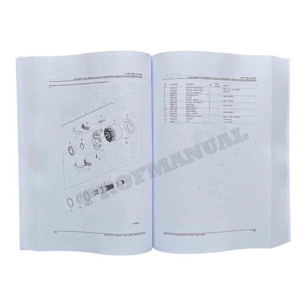 Bobcat T630 Compact Track Loader Parts Catalog Manual AJDT11001-