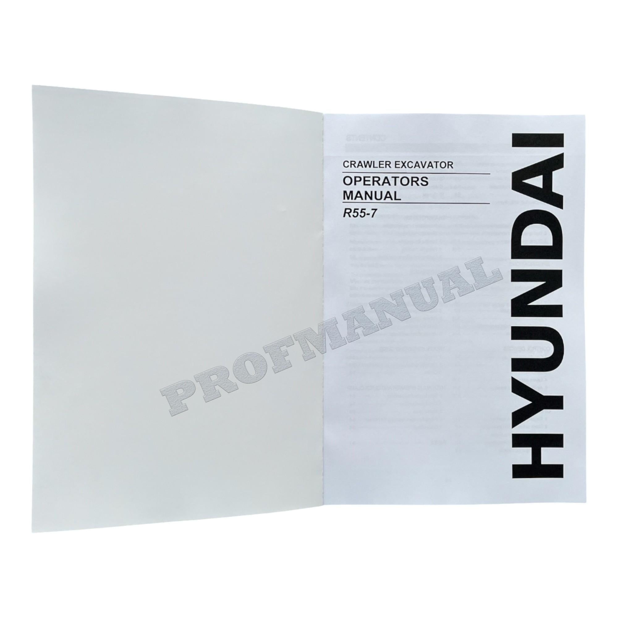 Manual de mantenimiento del operador de la excavadora sobre cadenas Hyundai R55-7