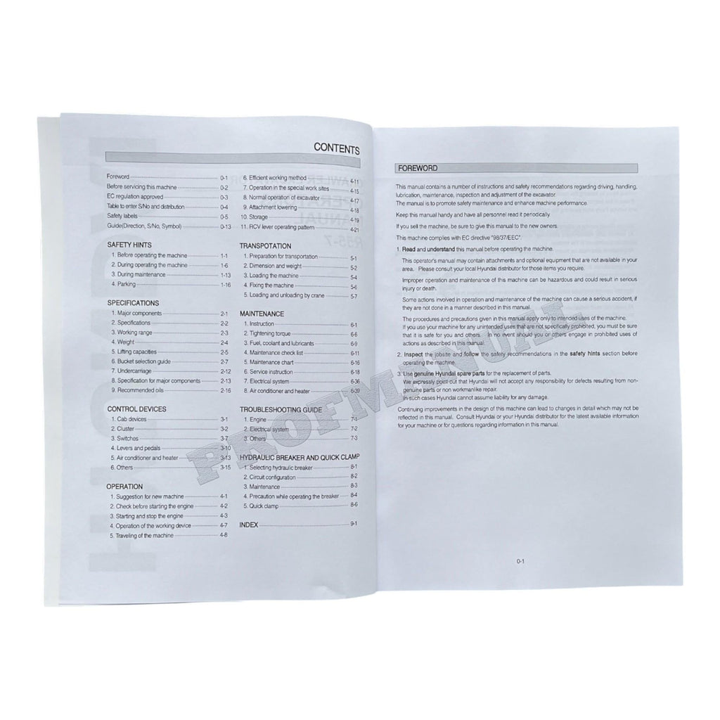 Manual de mantenimiento del operador de la excavadora sobre cadenas Hyundai R55-7
