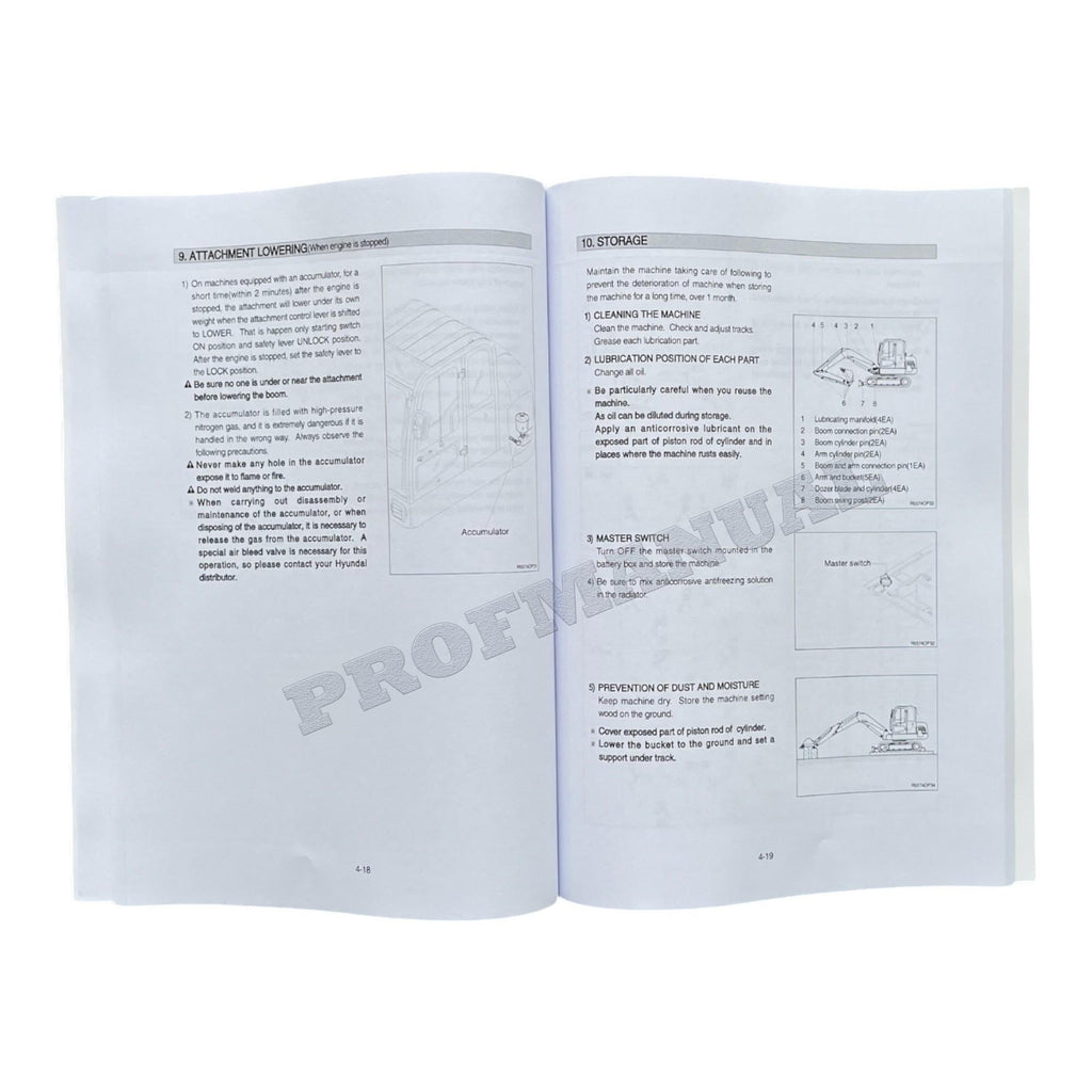 Manual de mantenimiento del operador de la excavadora sobre cadenas Hyundai R55-7