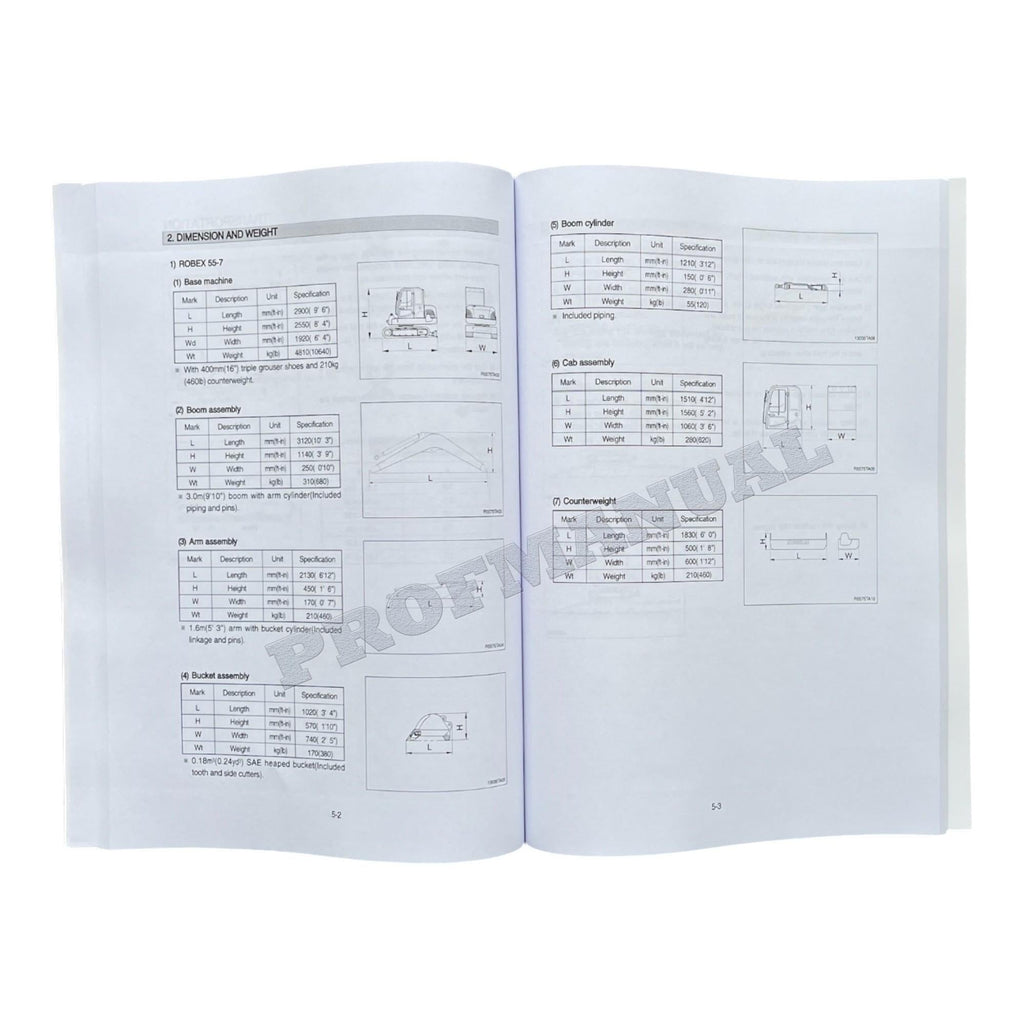 Manual de mantenimiento del operador de la excavadora sobre cadenas Hyundai R55-7
