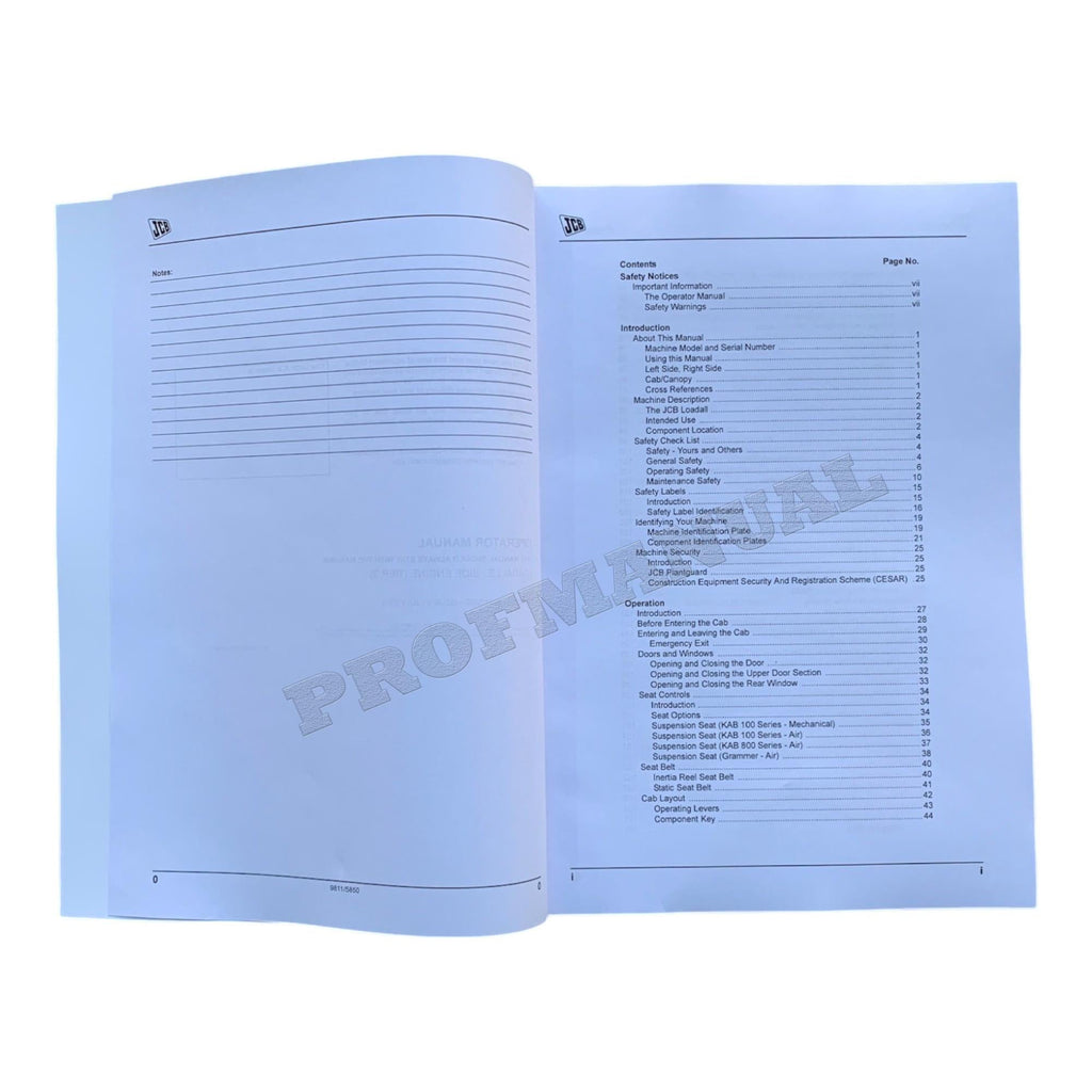 JCB 535-125 HiViz 535-140 HiViz Telescopic Handler Operators Manual 9811-5850