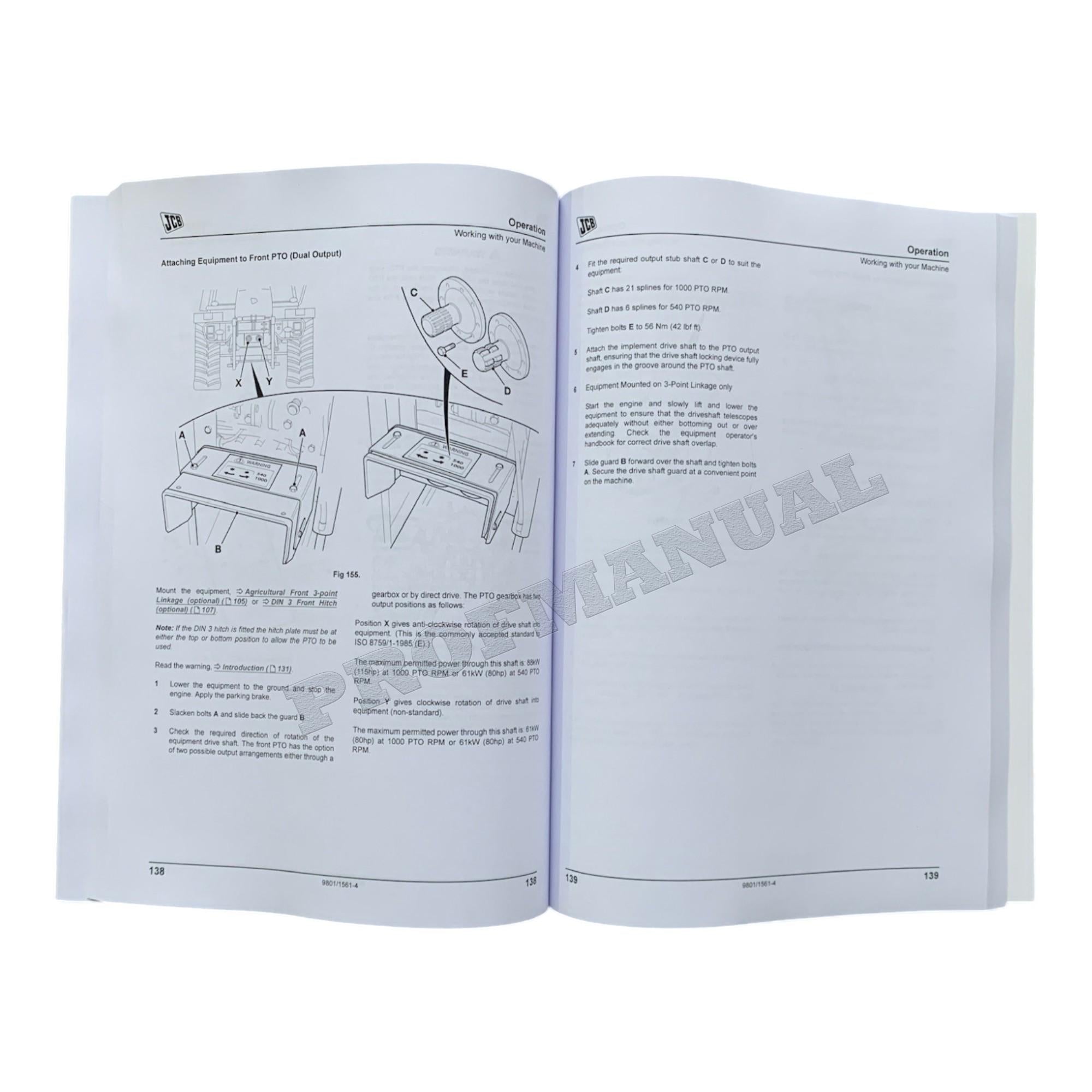 JCB 3170 3200 3230 FASTRAC Tractor Operators Manual
