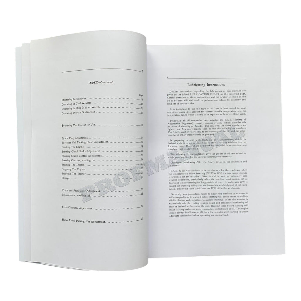 Caterpillar Thirty Tractor Operators Maintenance Manual