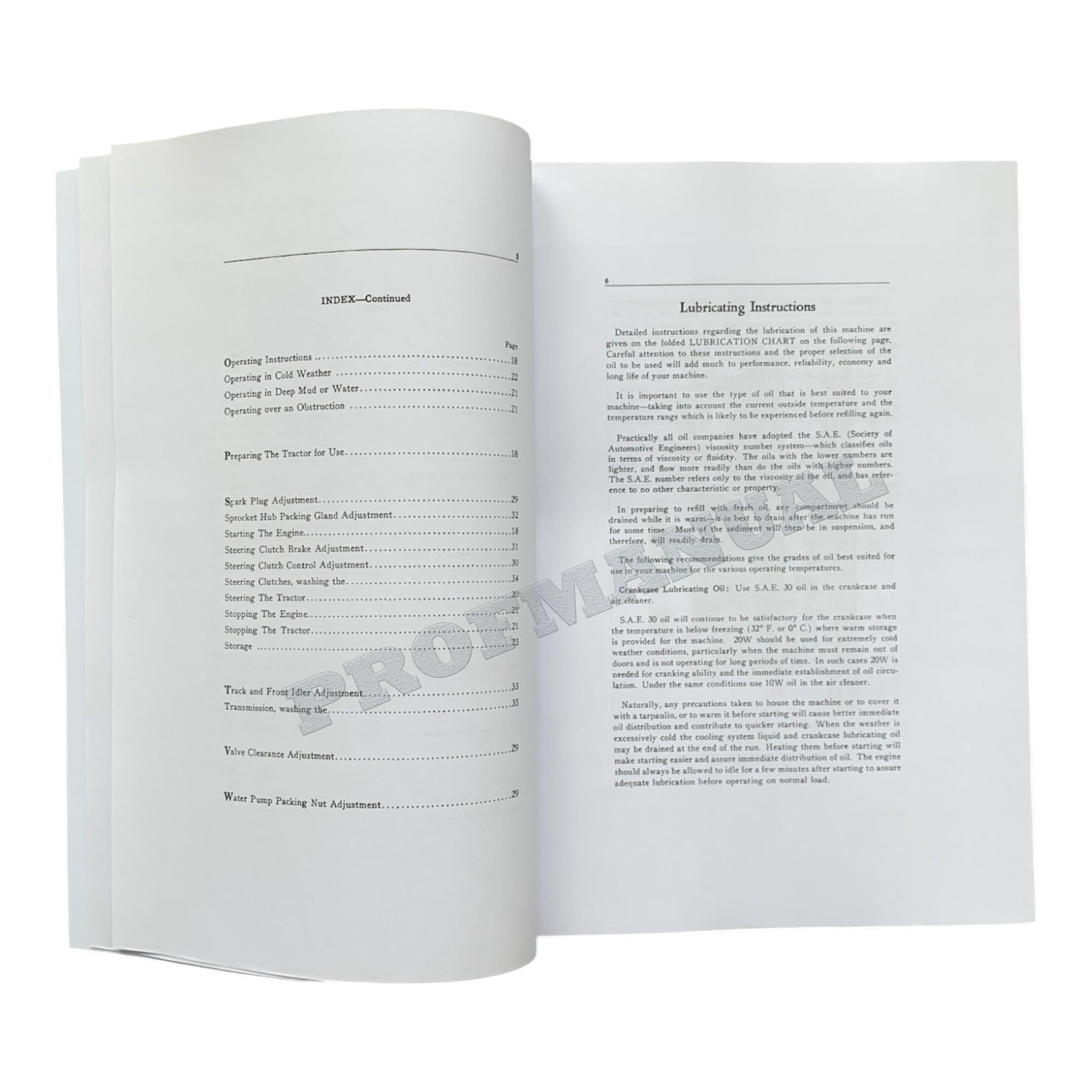 Caterpillar Thirty Tractor Operators Maintenance Manual
