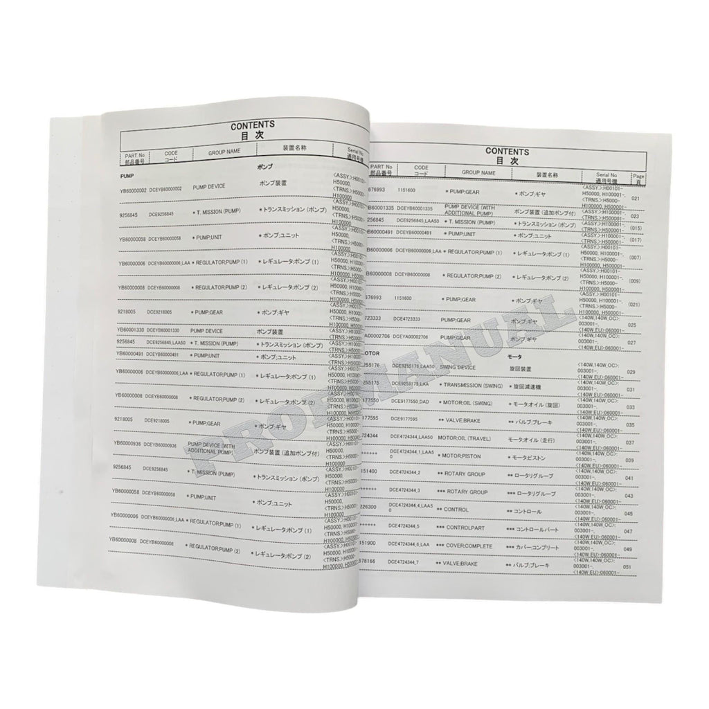 HITACHI ZAXIS ZX140W-5B Equipment Component Excavator Parts Catalog Manual