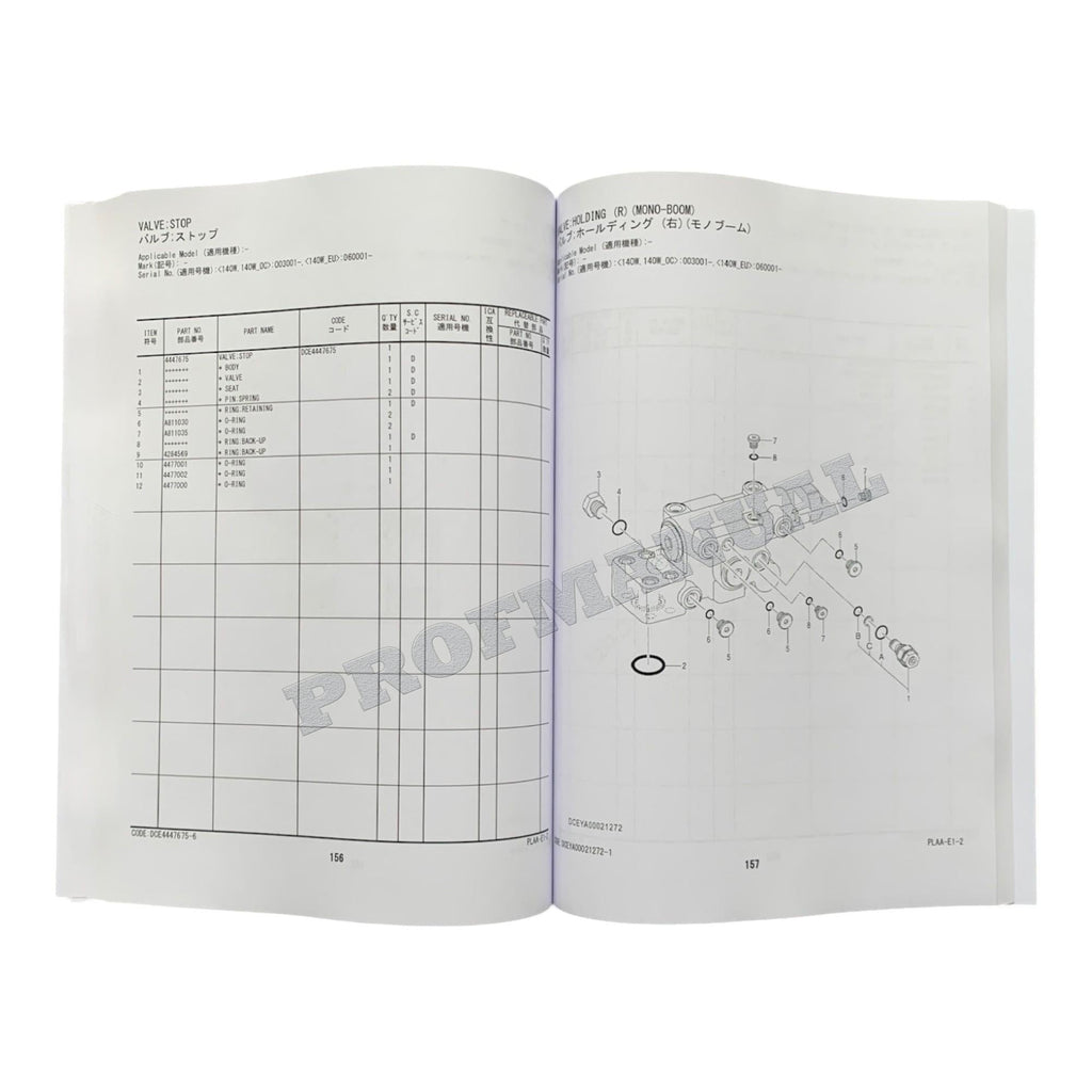 HITACHI ZAXIS ZX140W-5B Equipment Component Excavator Parts Catalog Manual