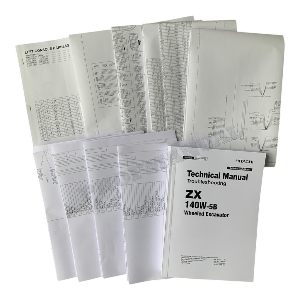 HITACHI ZAXIS ZX140W-5B Excavator Troubleshooting +Schematic Technical Manual