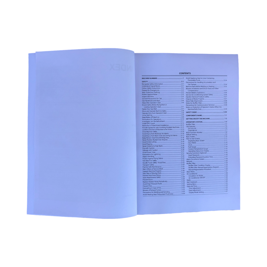 HITACHI ZAXIS ZX 75US-5N 85USB-5N EXCAVATOR OPERATORS MANUAL