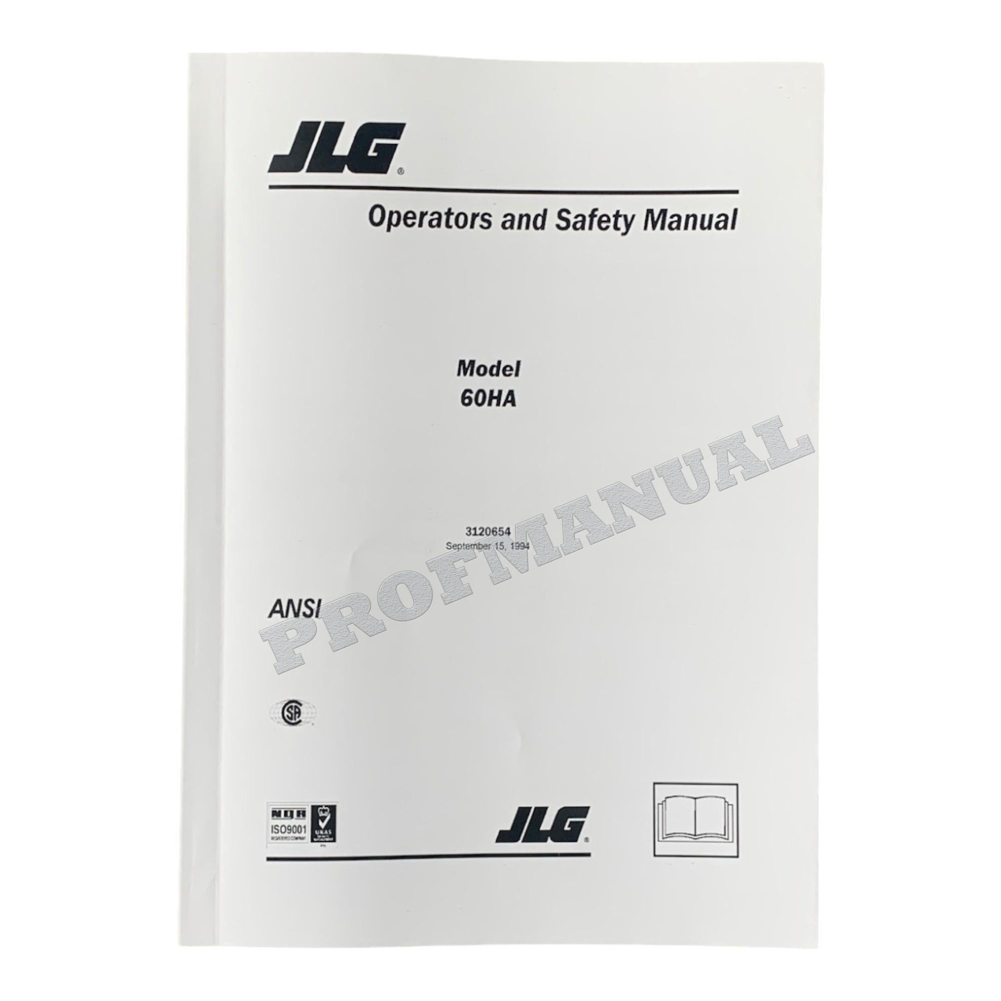JLG 60HA Boom Lift Maintenance Operation Operators Manual