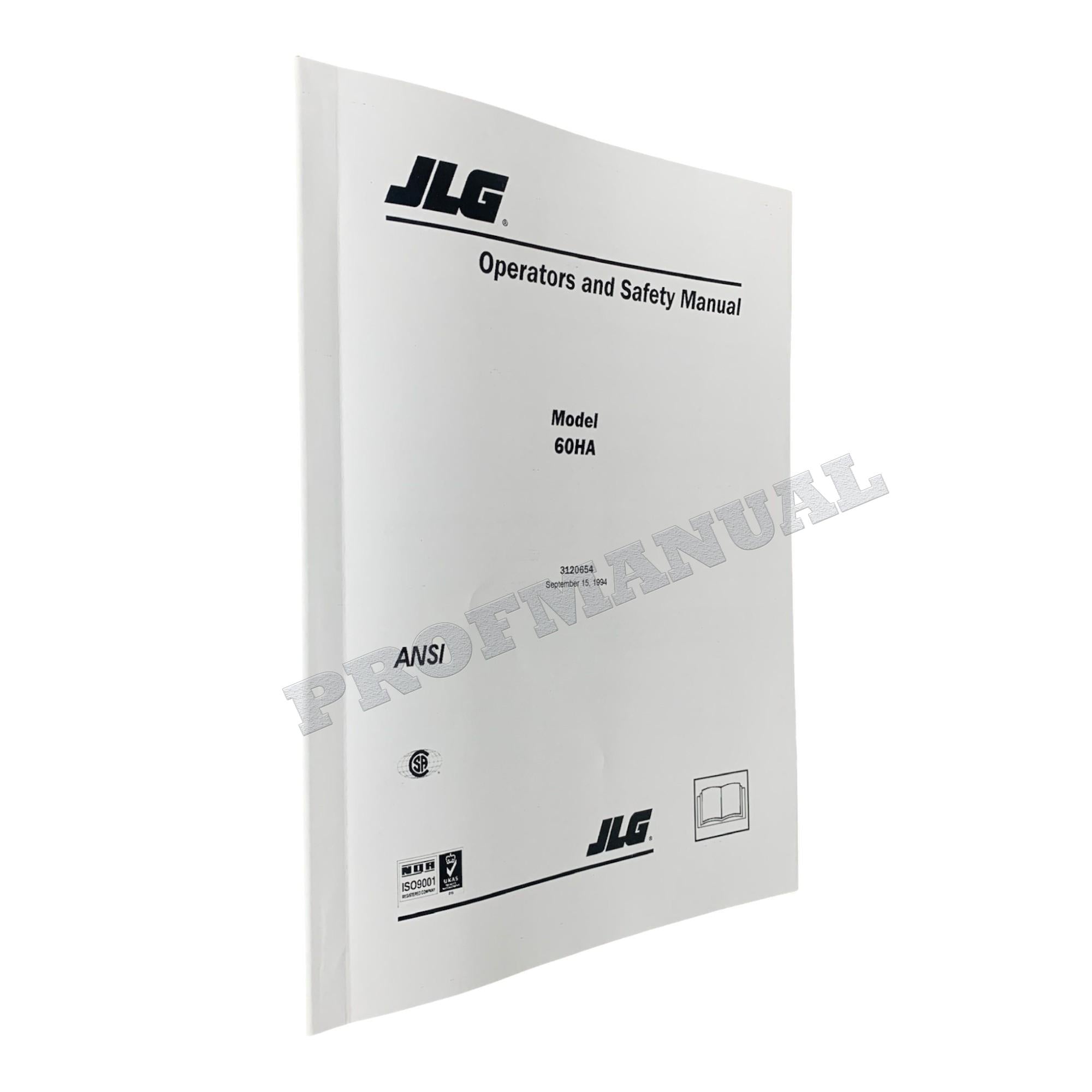 JLG 60HA Boom Lift Maintenance Operation Operators Manual
