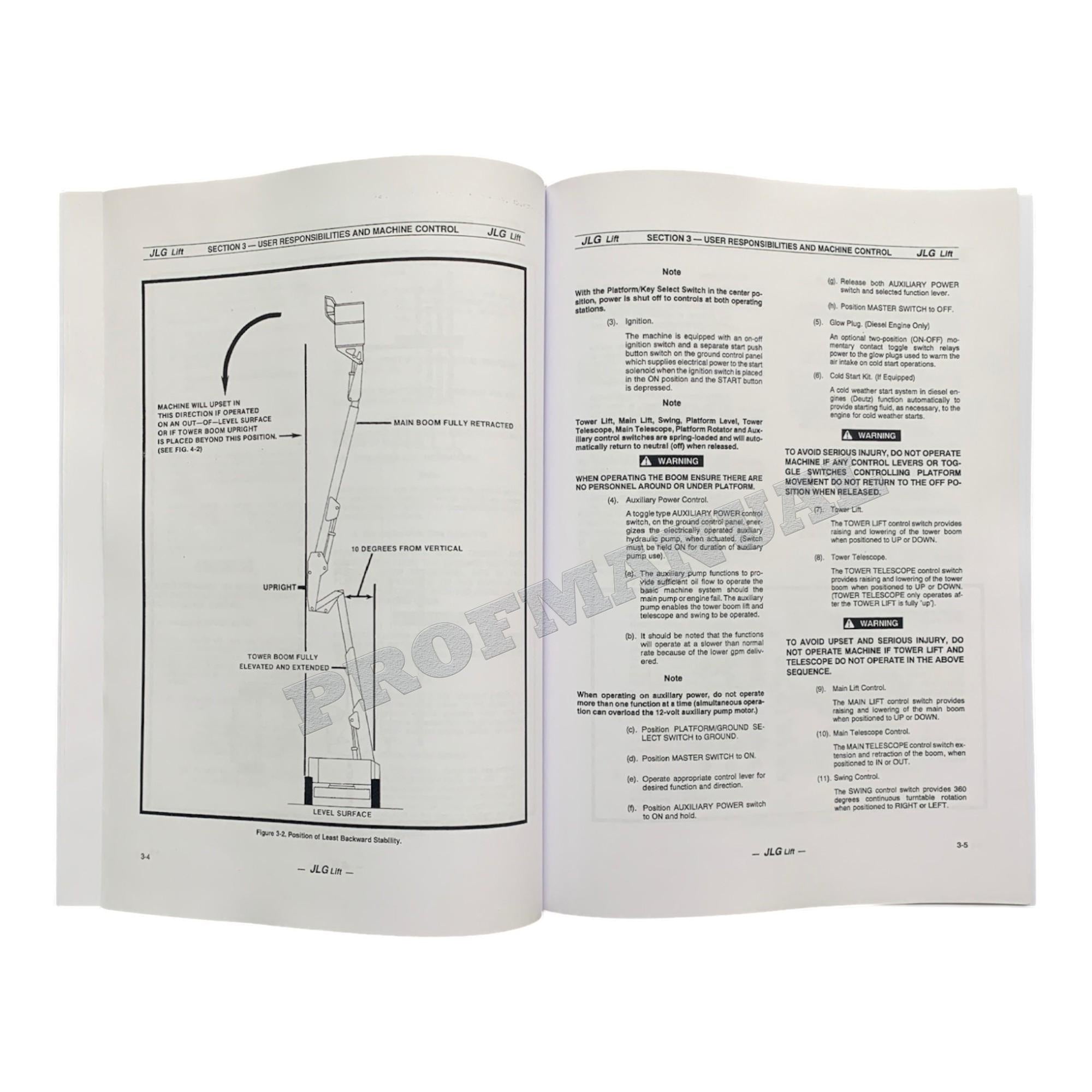 JLG 60HA Boom Lift Maintenance Operation Operators Manual
