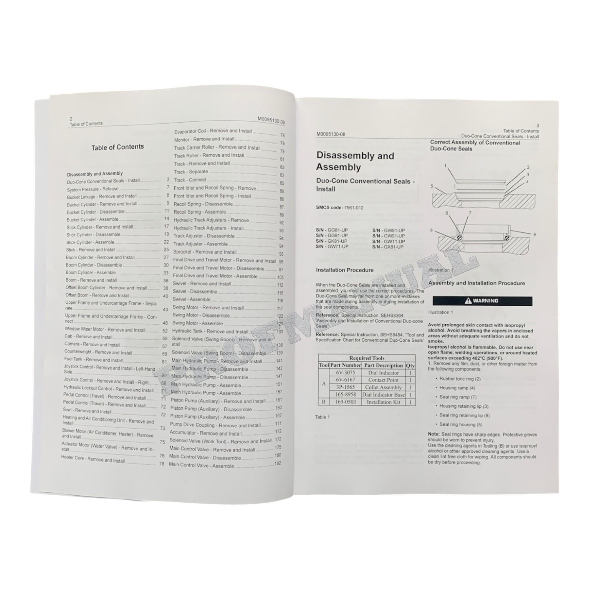 Caterpillar 307.5 308 308.5 309 310 Excavator Service Manual Disassem Assem