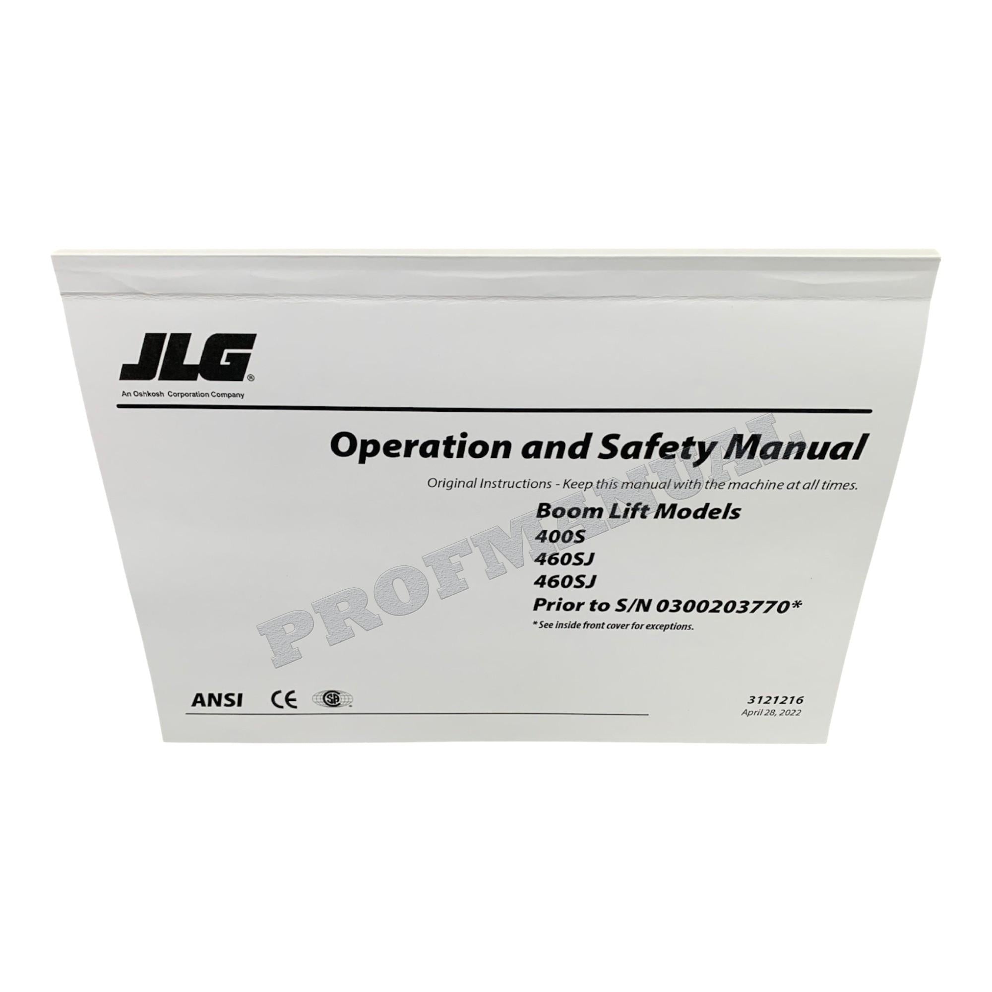 JLG 400S 460SJ Boom Lift Maintenance Operation Operators Manual 3121216