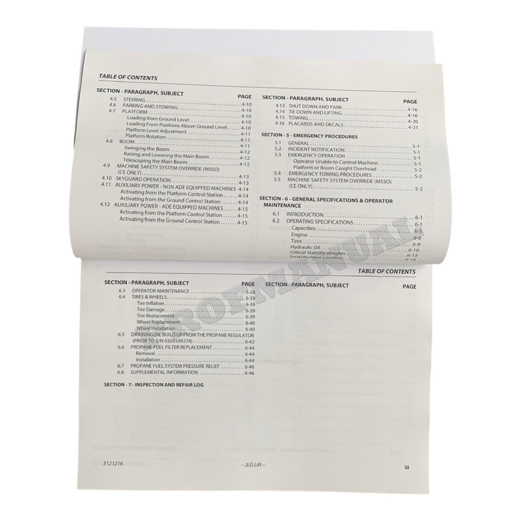 JLG 400S 460SJ Boom Lift Maintenance Operation Operators Manual 3121216