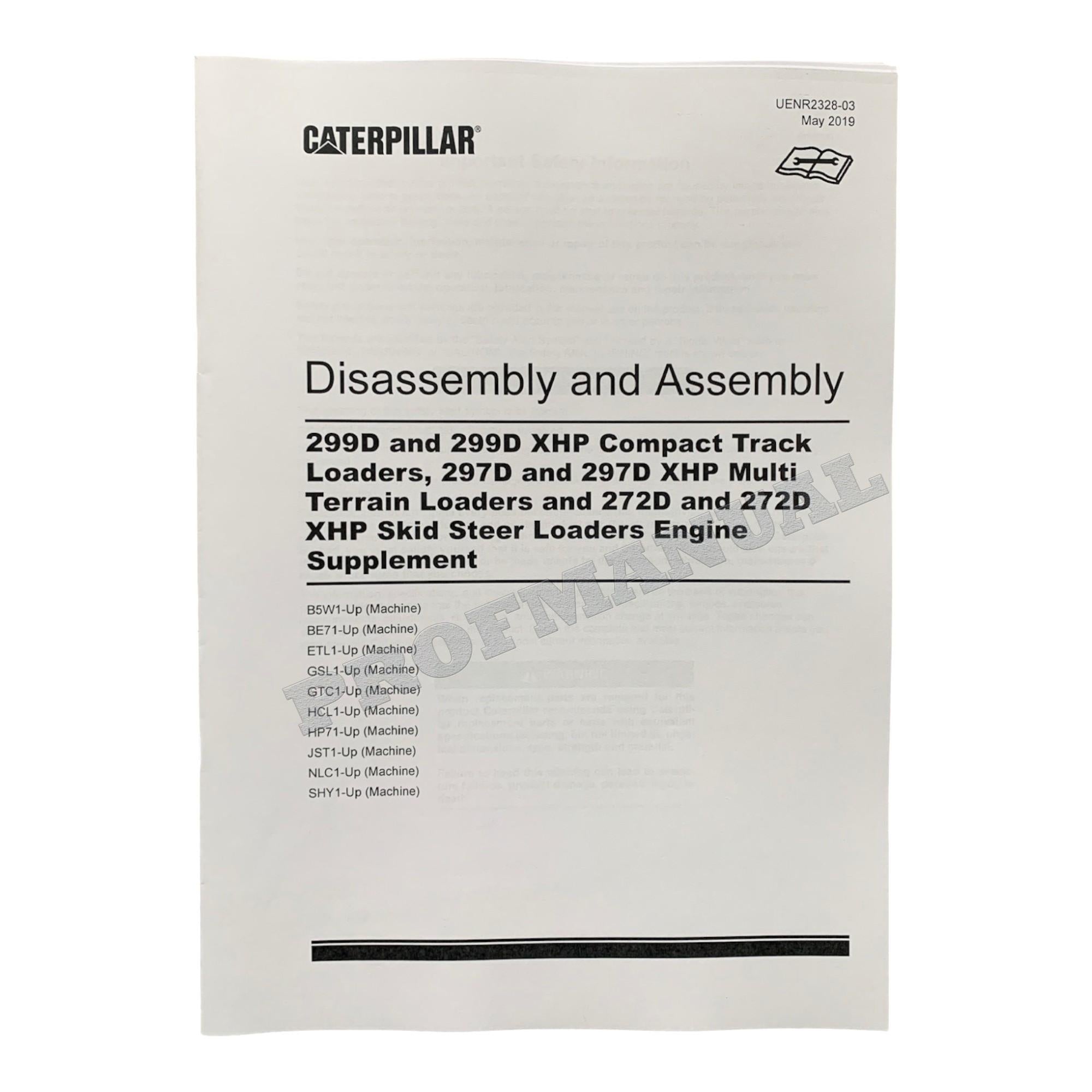 Caterpillar 272D 272D XHP Loader Engine Suppl Service Manual Disassem Assem