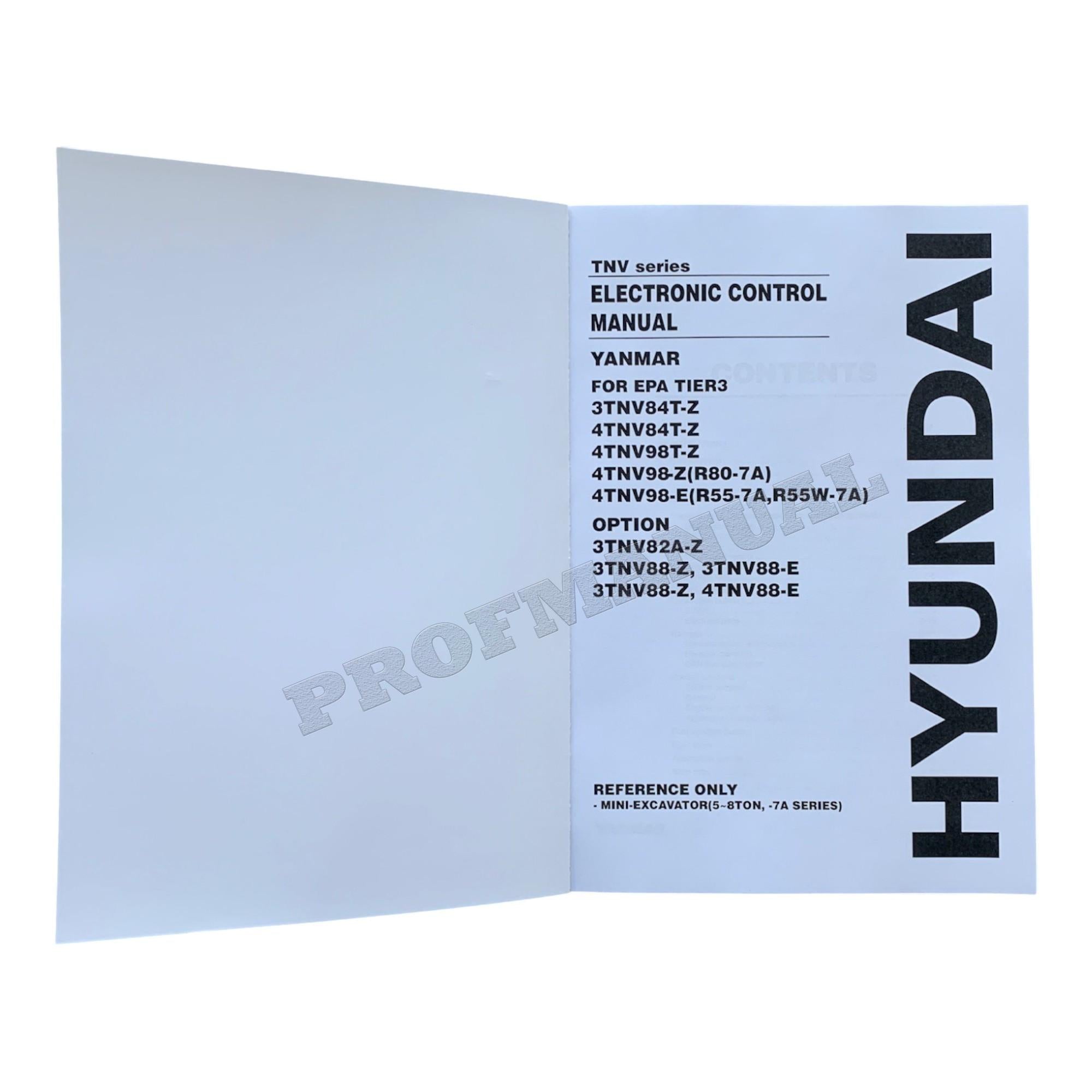 Hyundai YANMAR 3TNV84T-Z 4TNV84T-Z 4TNV98T-Z ENGINE  Electronic Control Manual