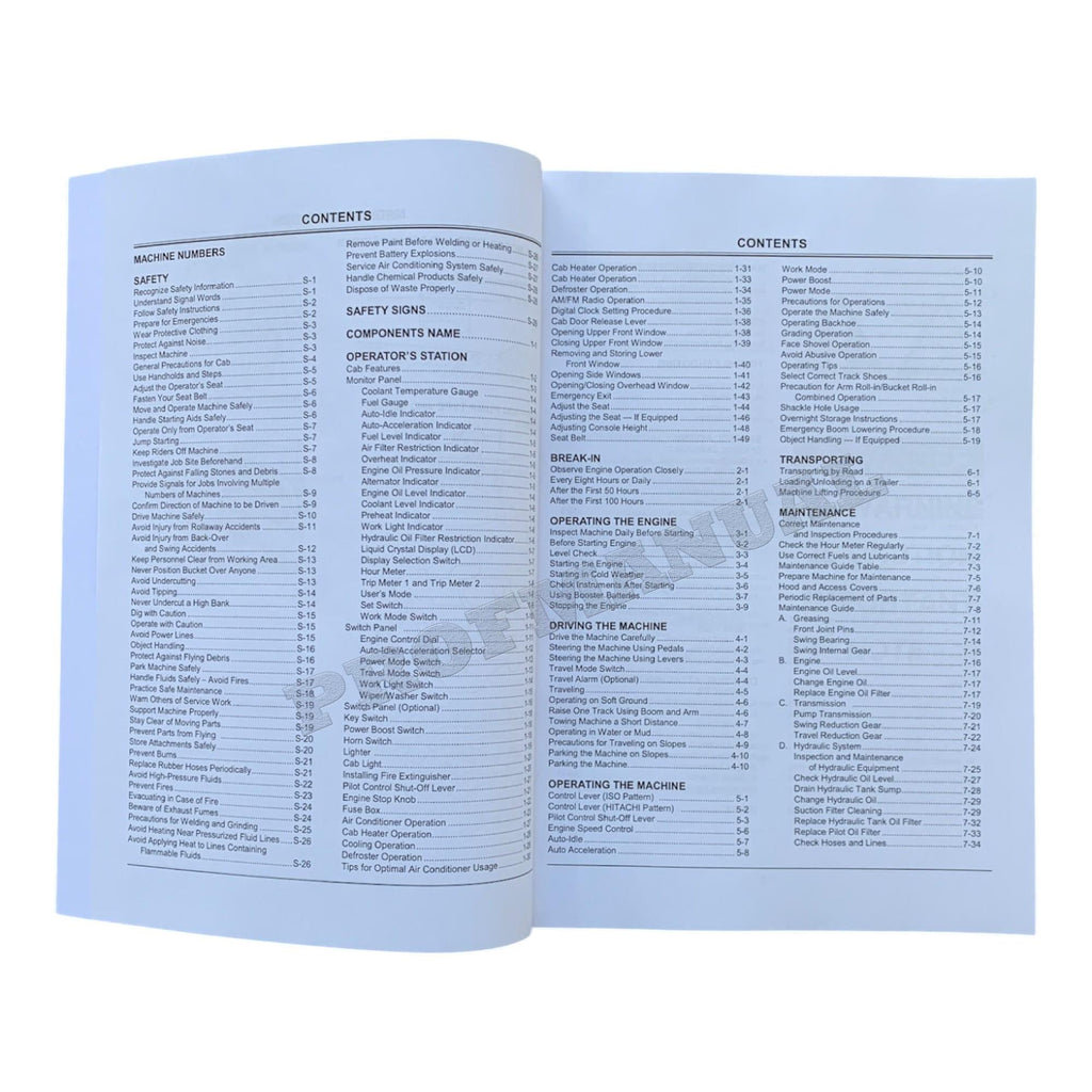 HITACHI ZAXIS ZX 230 230LC 240H 240LCH 270 270LC EXCAVATOR OPERATORS MANUAL