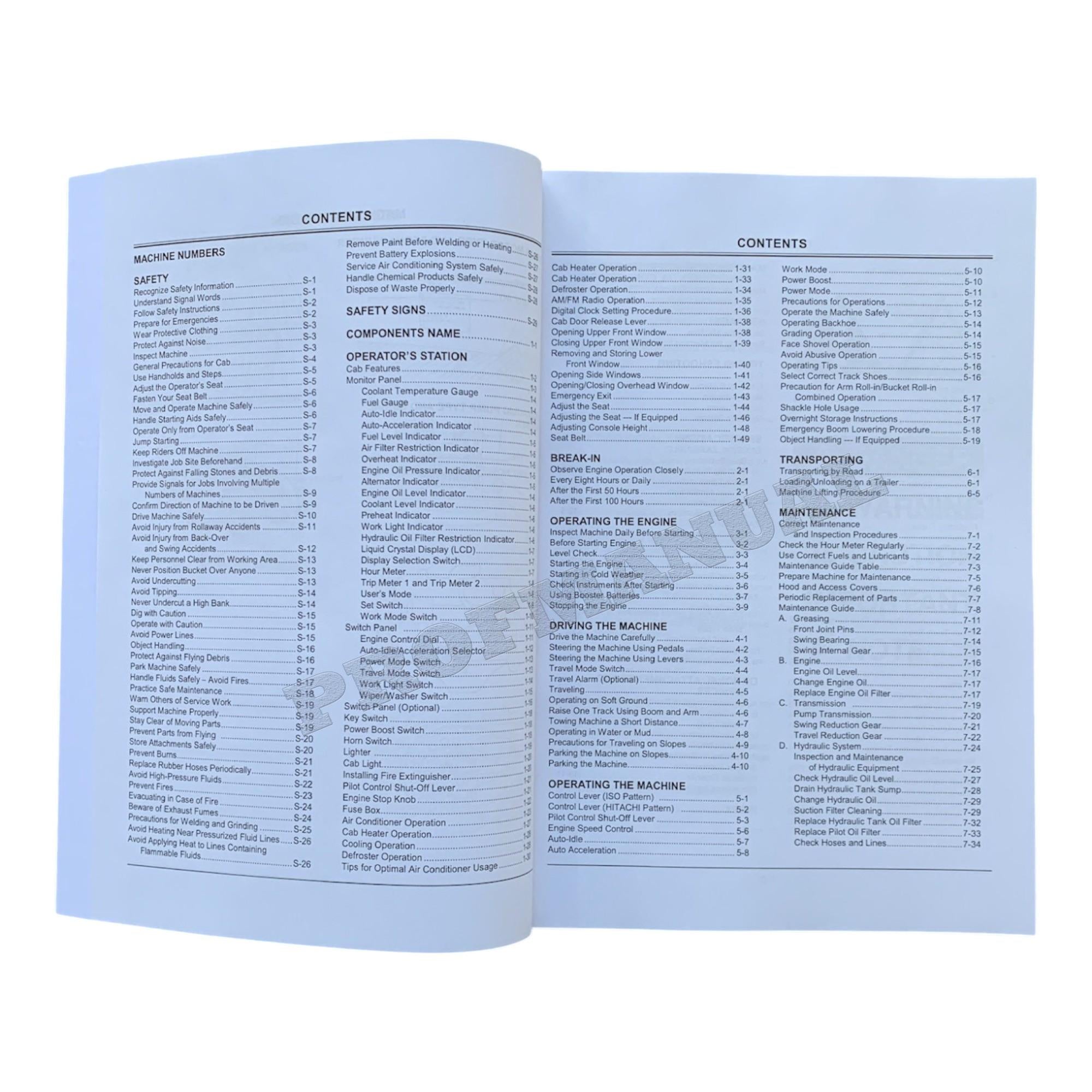 HITACHI ZAXIS ZX 230 230LC 240H 240LCH 270 270LC EXCAVATOR OPERATORS MANUAL
