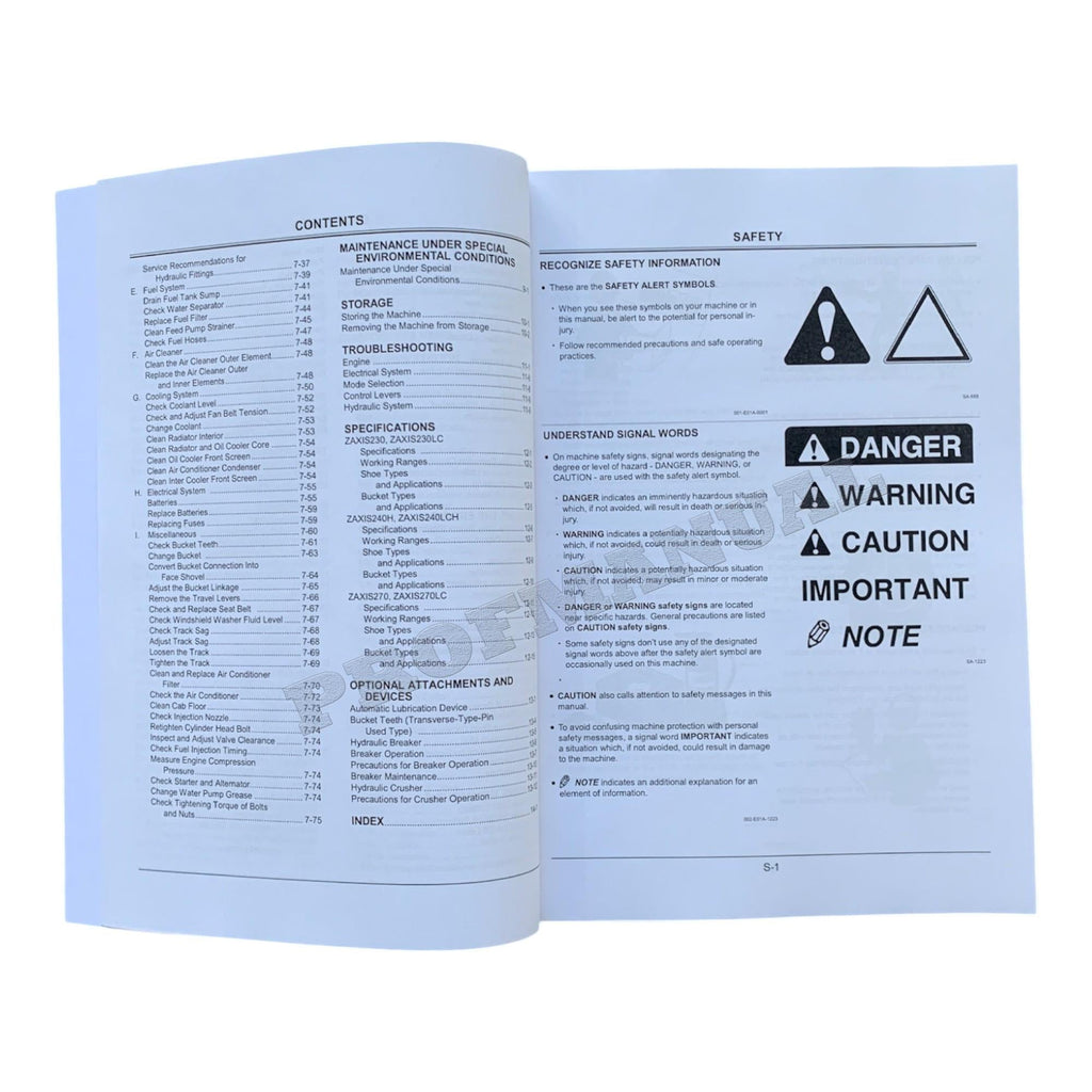 HITACHI ZAXIS ZX 230 230LC 240H 240LCH 270 270LC EXCAVATOR OPERATORS MANUAL