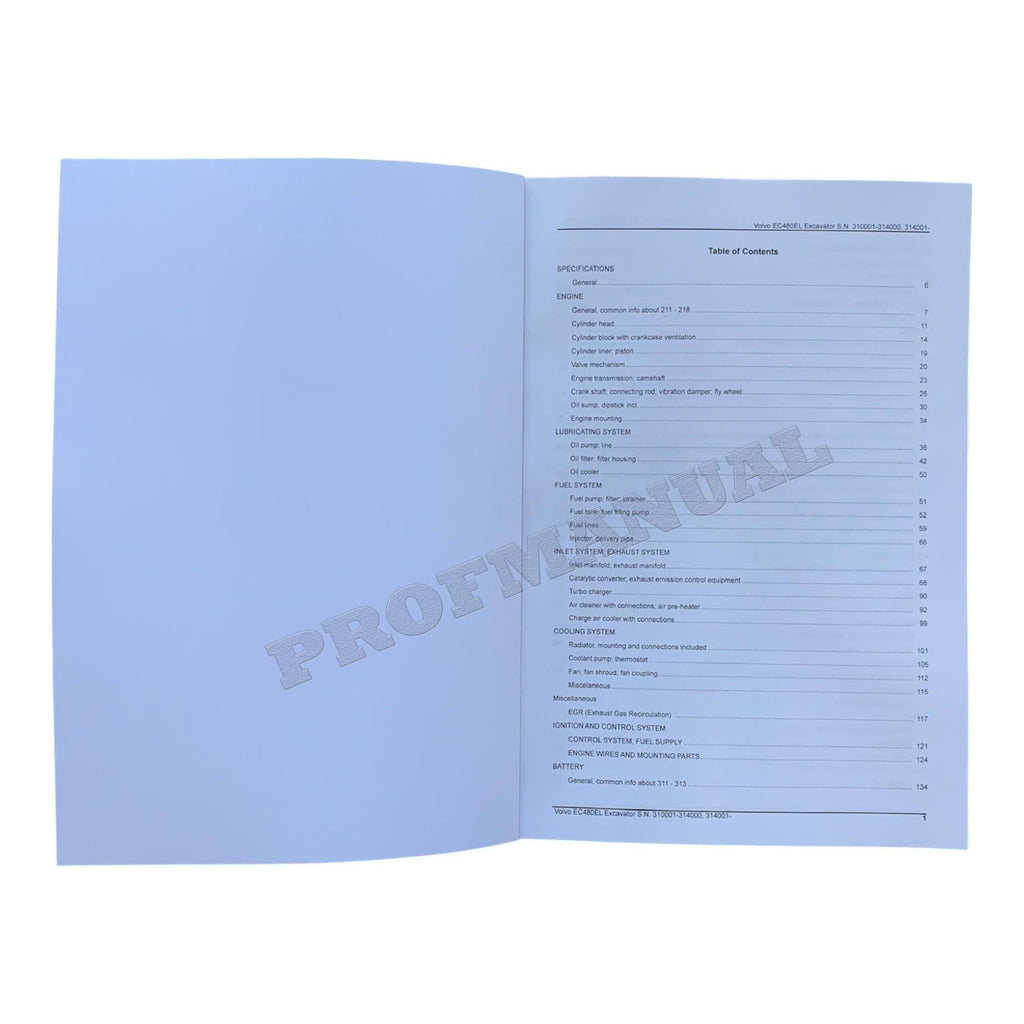 VOLVO EC480E L Excavator Parts Catalog Hard Copy Manual SN 310001-