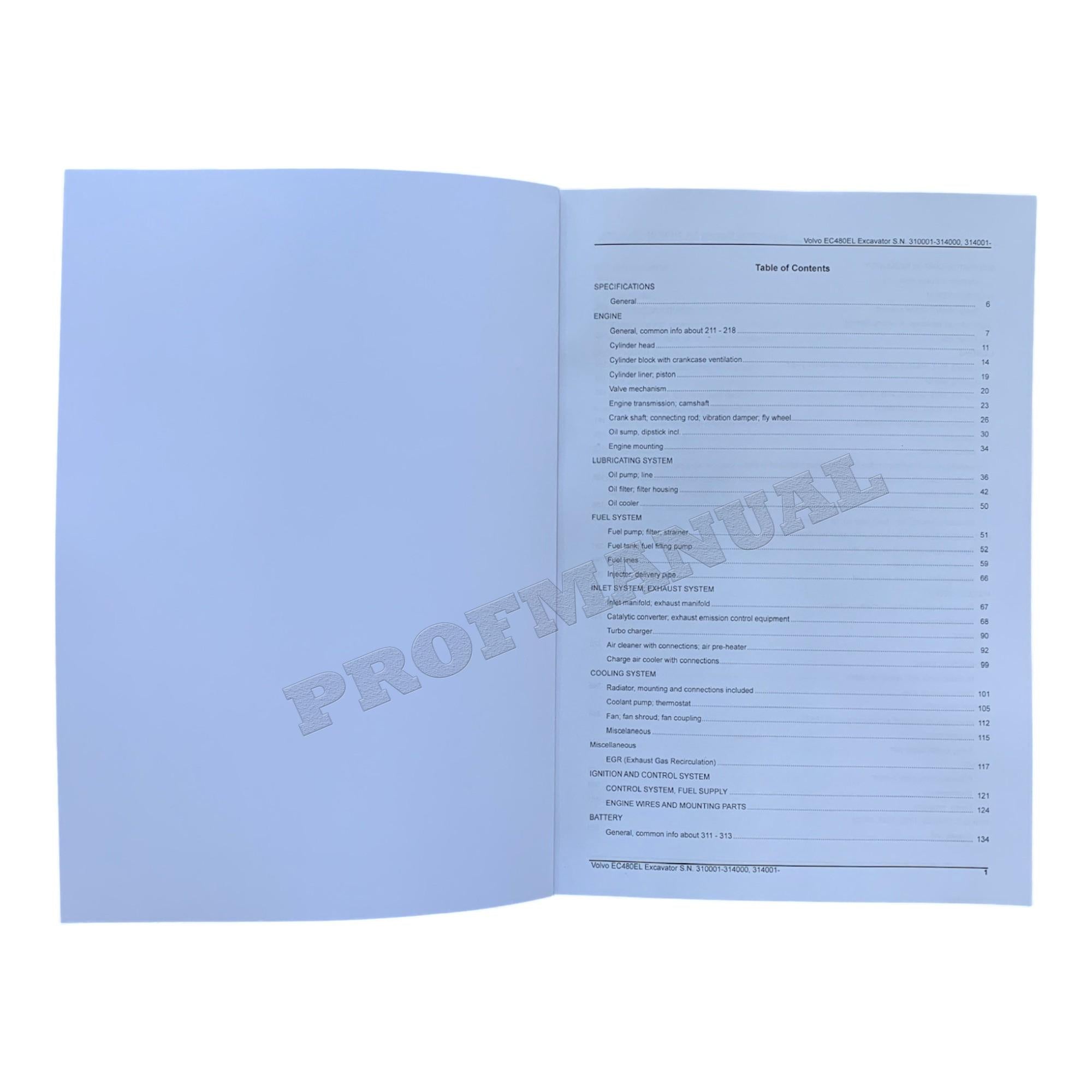 VOLVO EC480E L Excavator Parts Catalog Hard Copy Manual SN 310001-