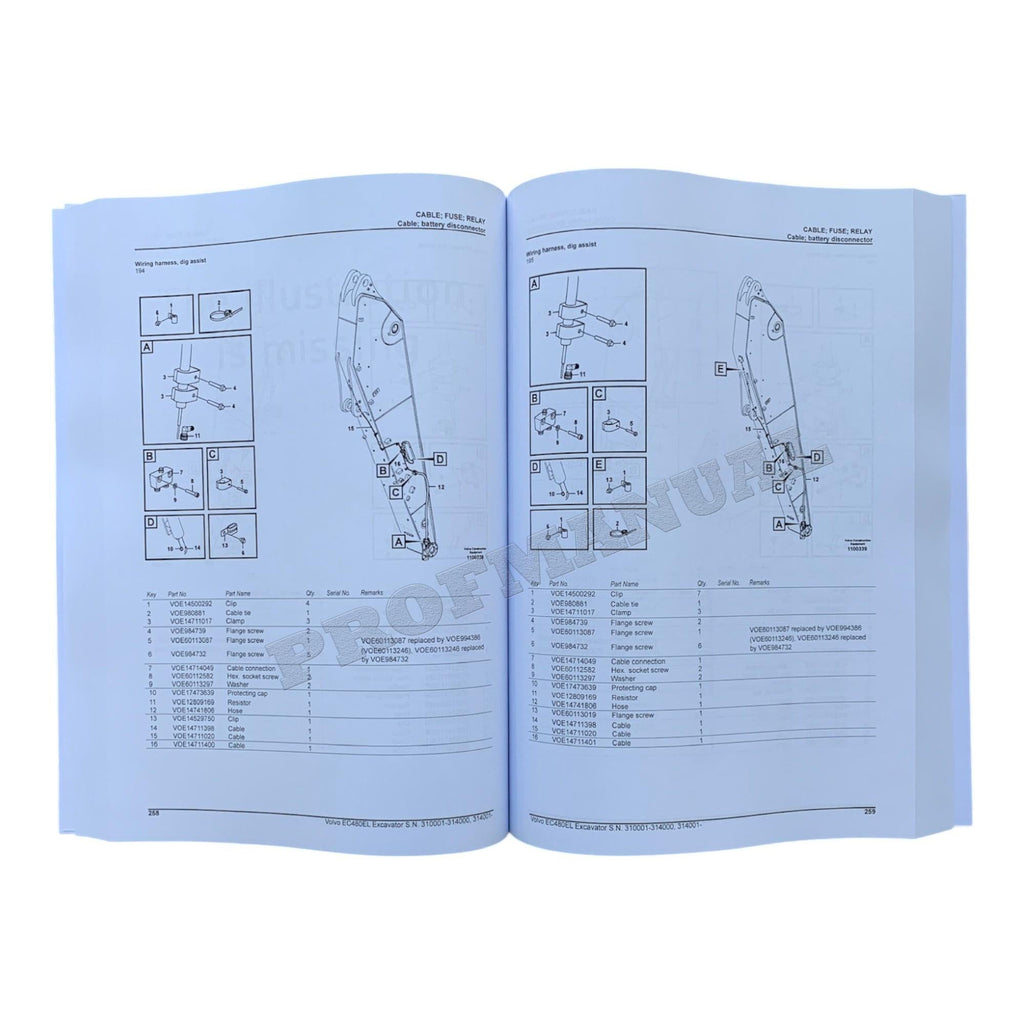 VOLVO EC480E L Excavator Parts Catalog Hard Copy Manual SN 310001-
